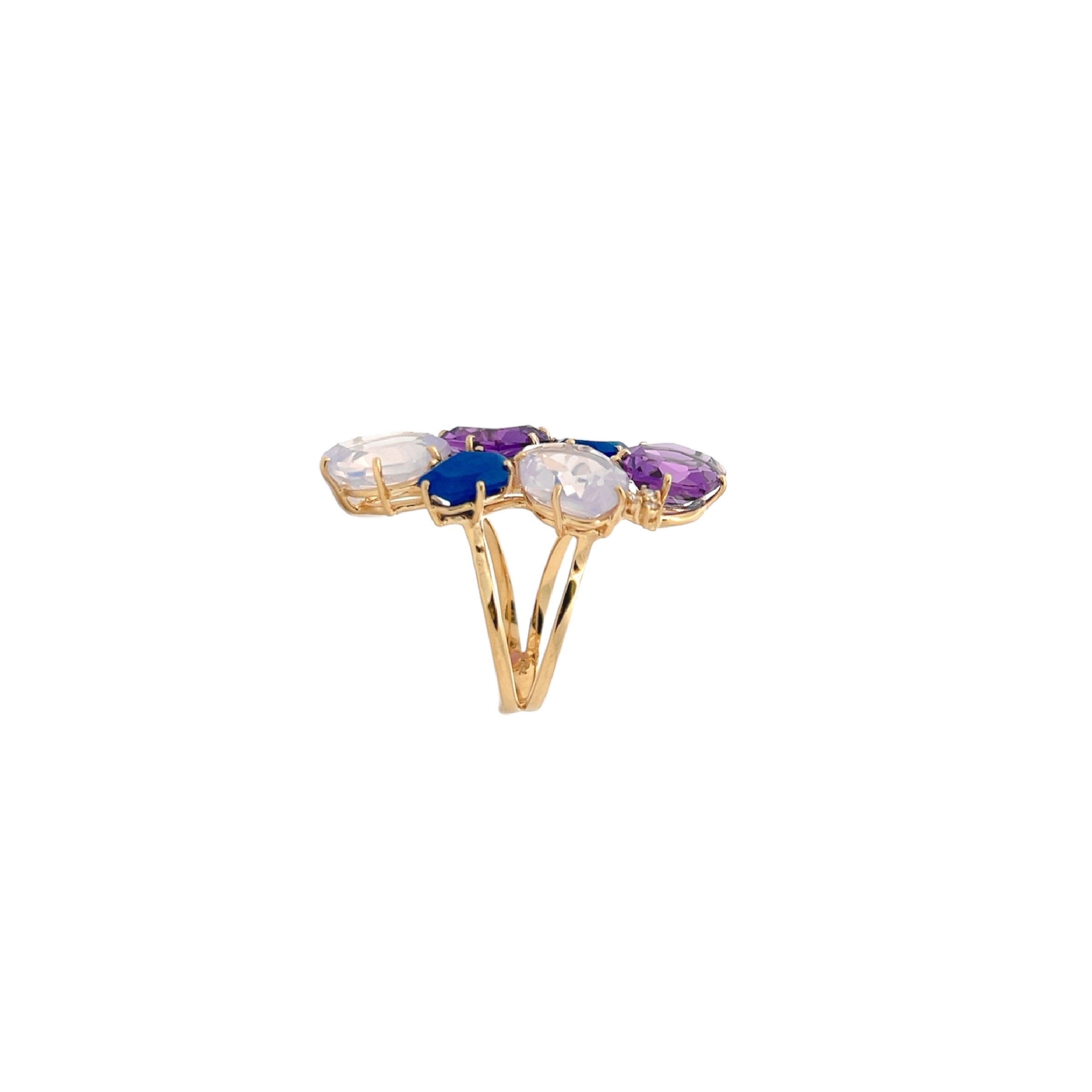 18K AMORFUS RING (1096) - Amethyst, Lilac Opal Amethyst, Navy Blue Quartz / YG