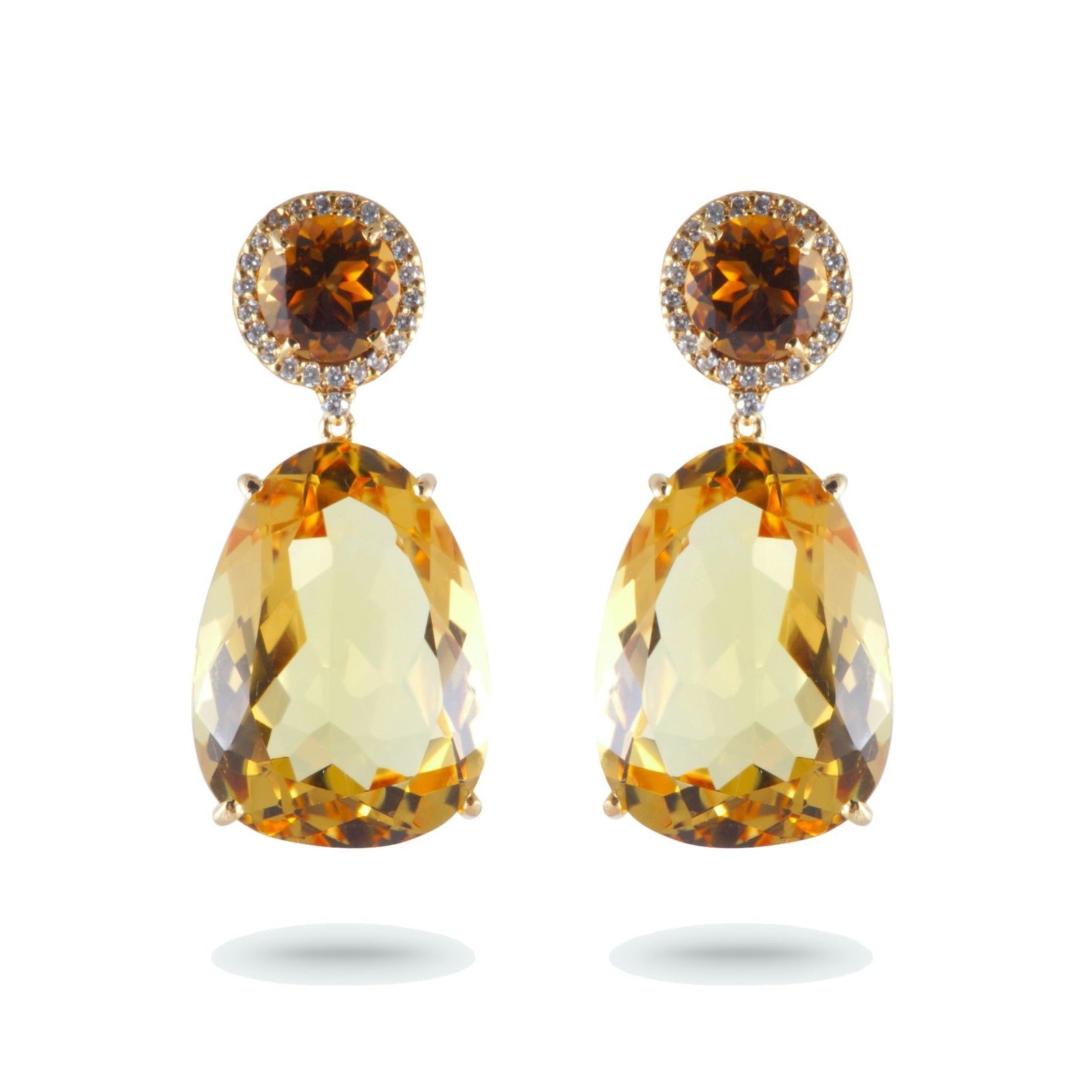 18K Citrine & Whisky Citrine Earrings