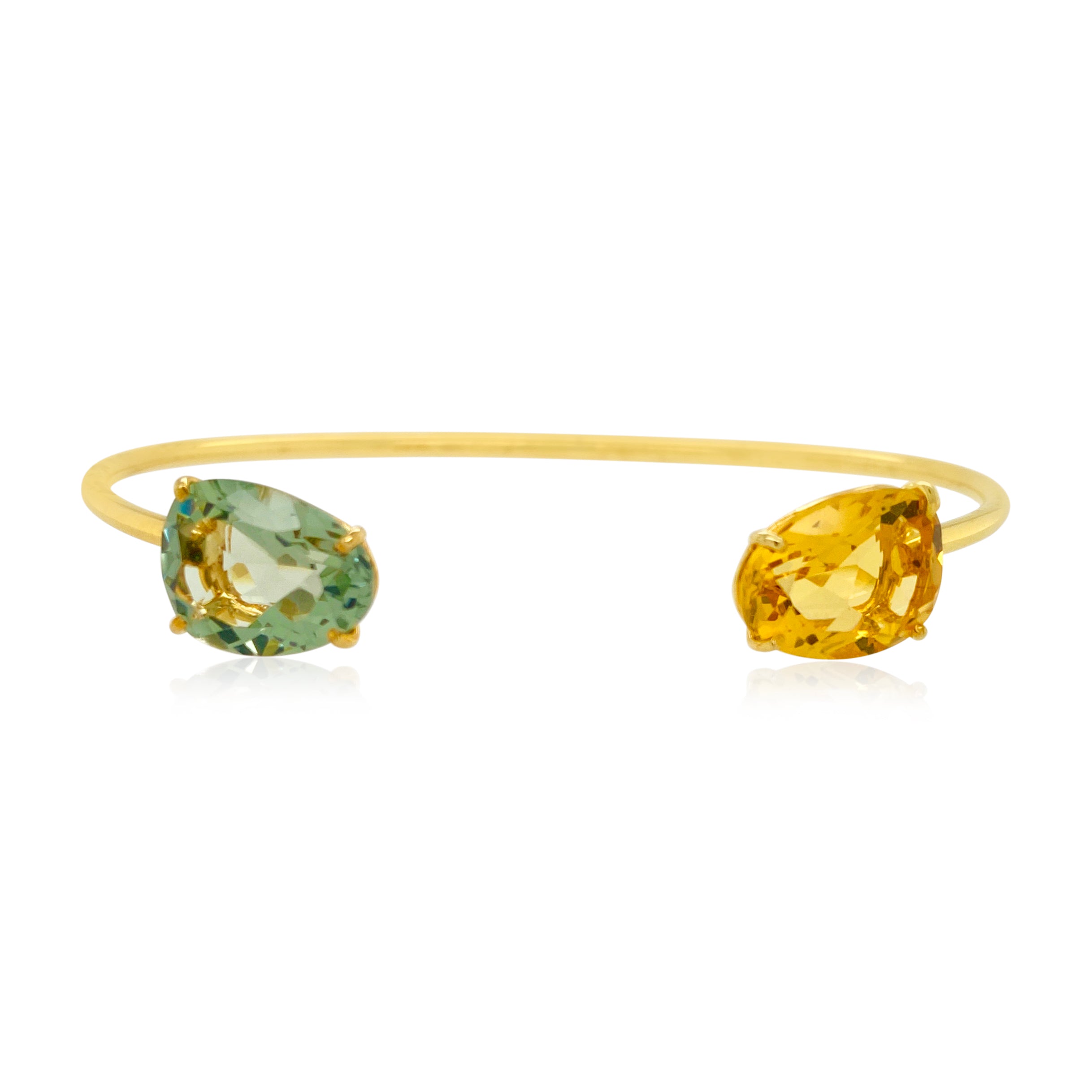 18K Prasiolite & Citrine Bangle