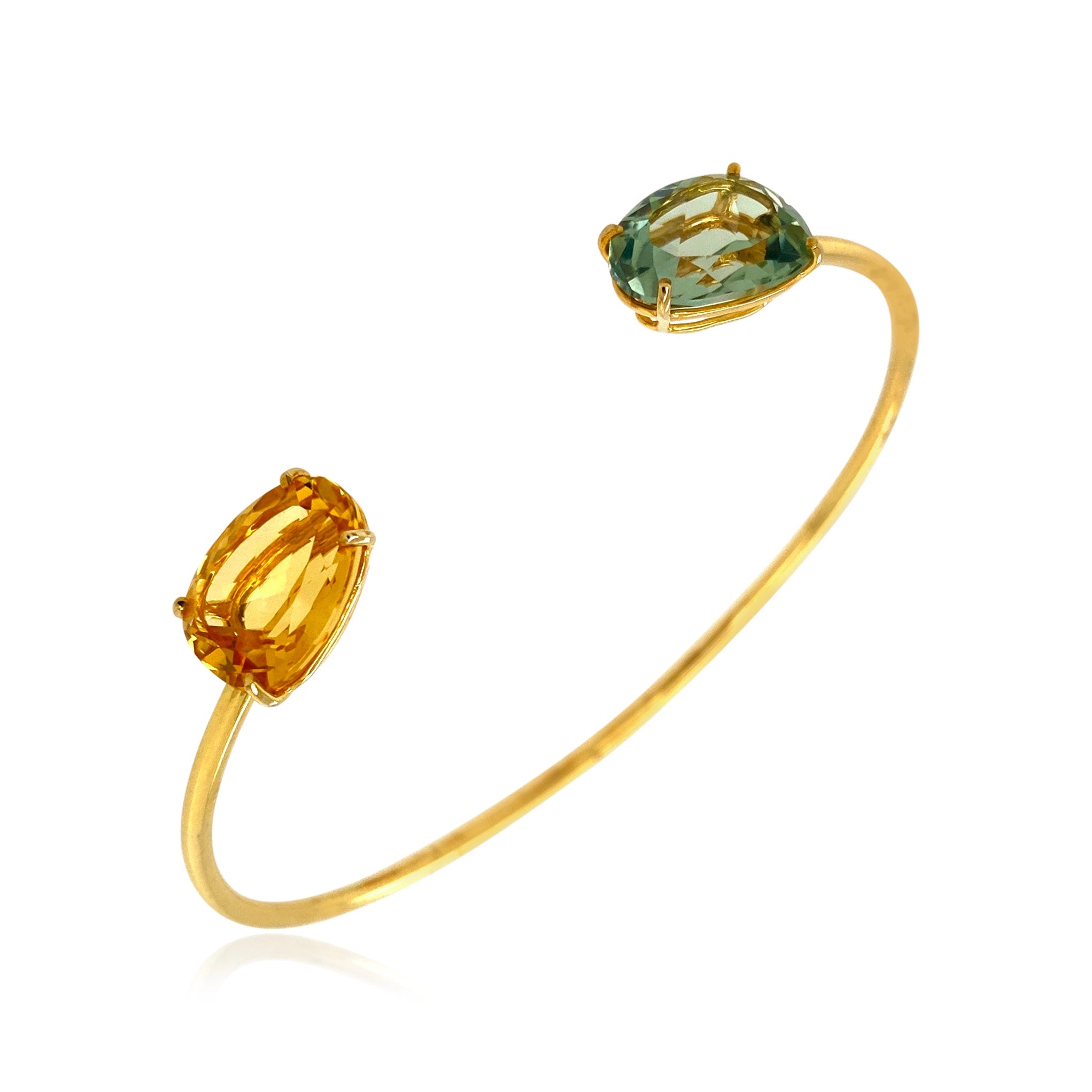 18K Prasiolite & Citrine Bangle