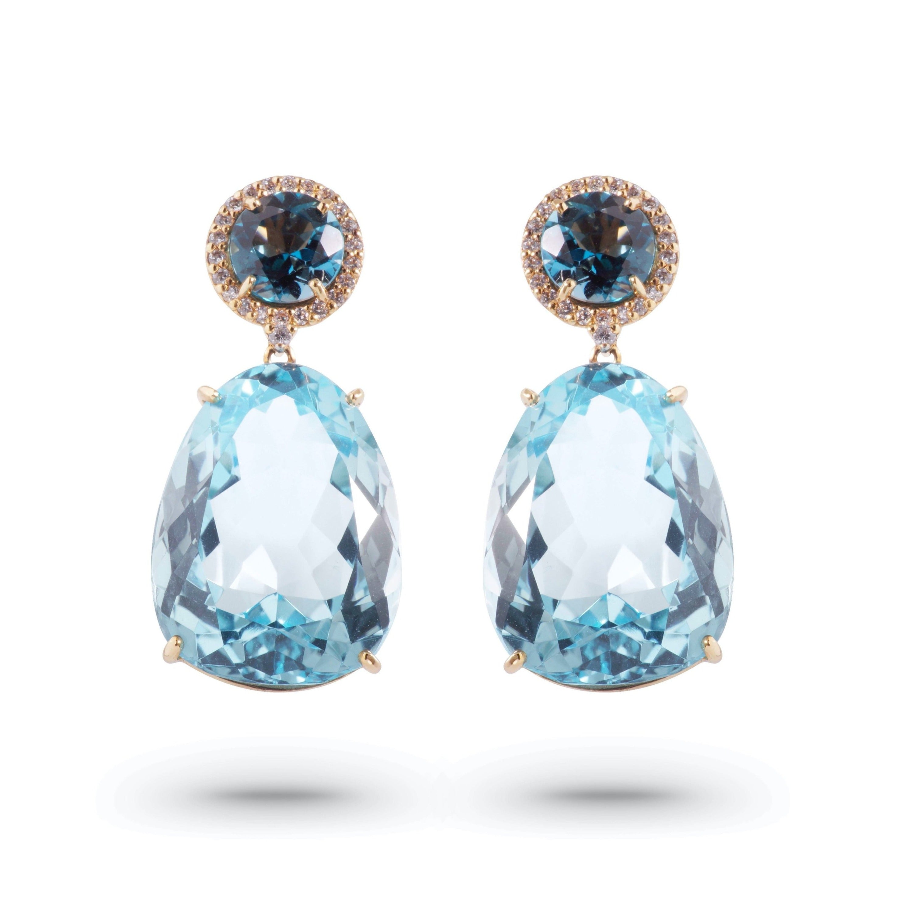 18K Blue Topaz & London Blue Topaz Earrings