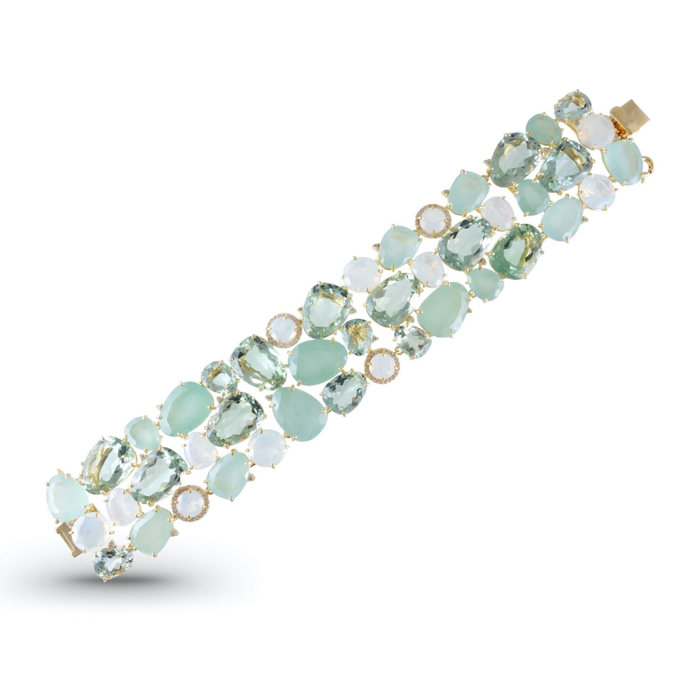 18K Prasiolite / Milky Aquamarine / Opal Quartz Bracelet