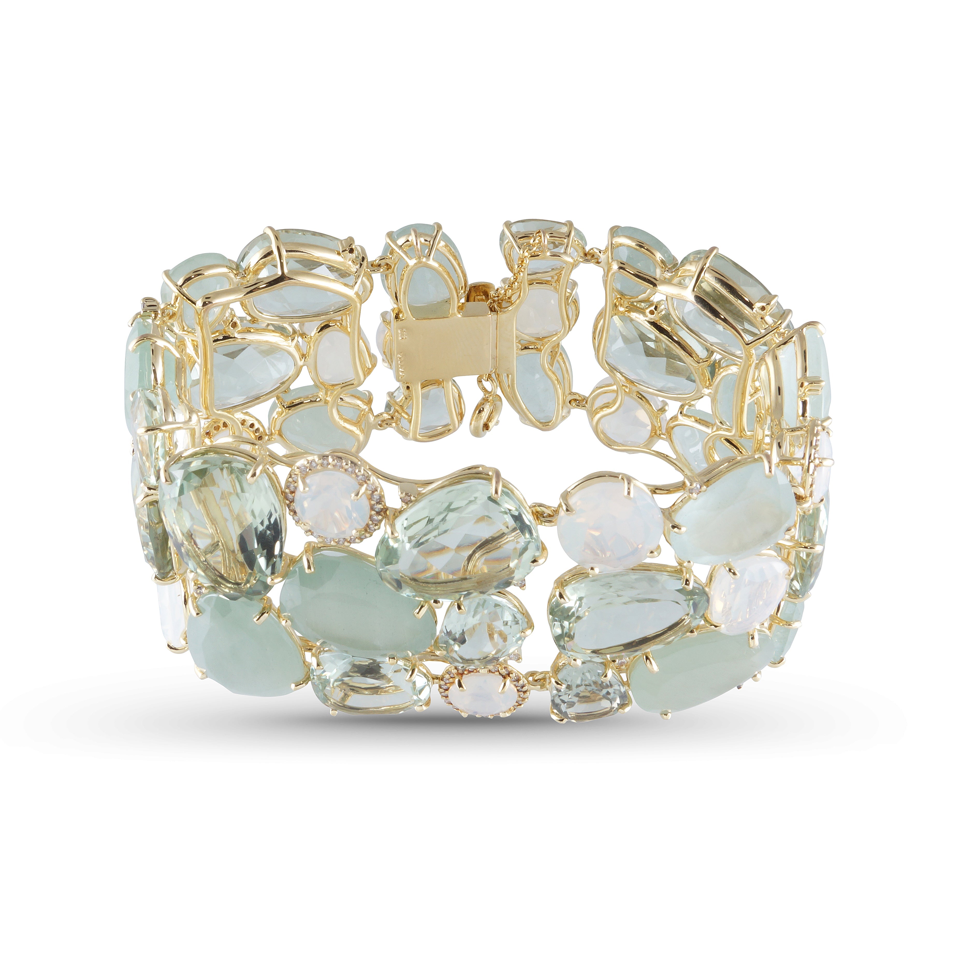 18K Prasiolite / Milky Aquamarine / Opal Quartz Bracelet