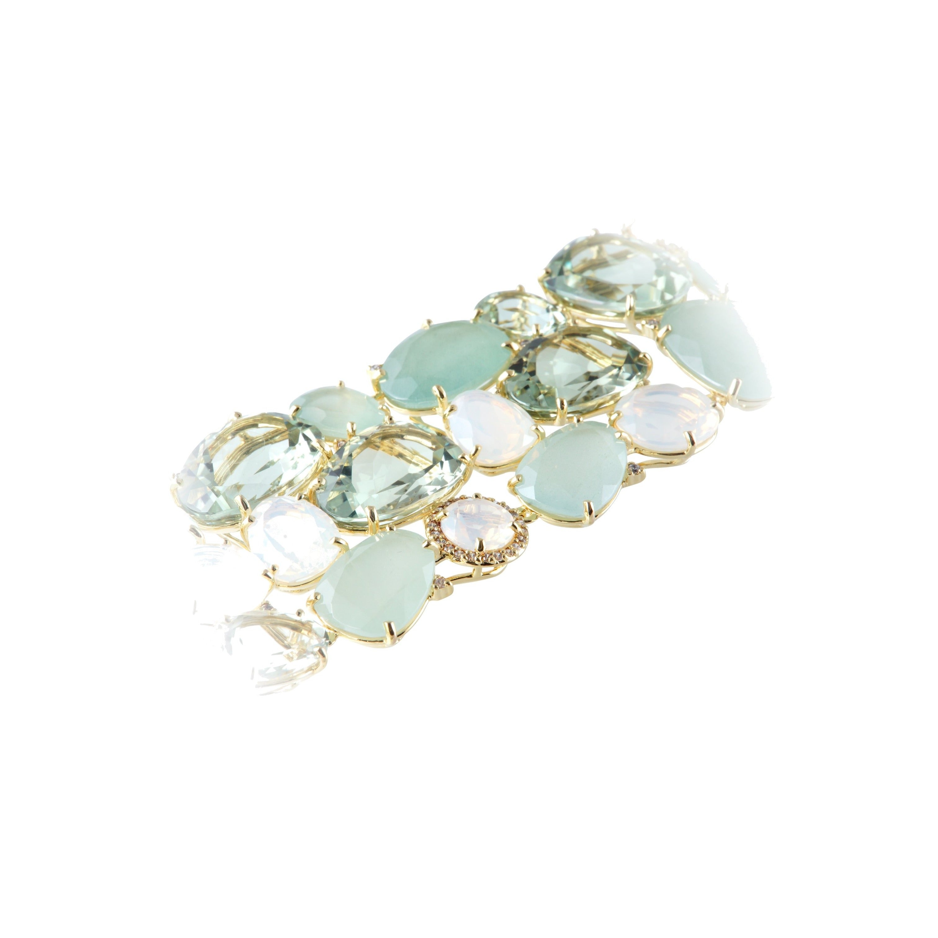 18K Prasiolite / Milky Aquamarine / Opal Quartz Bracelet