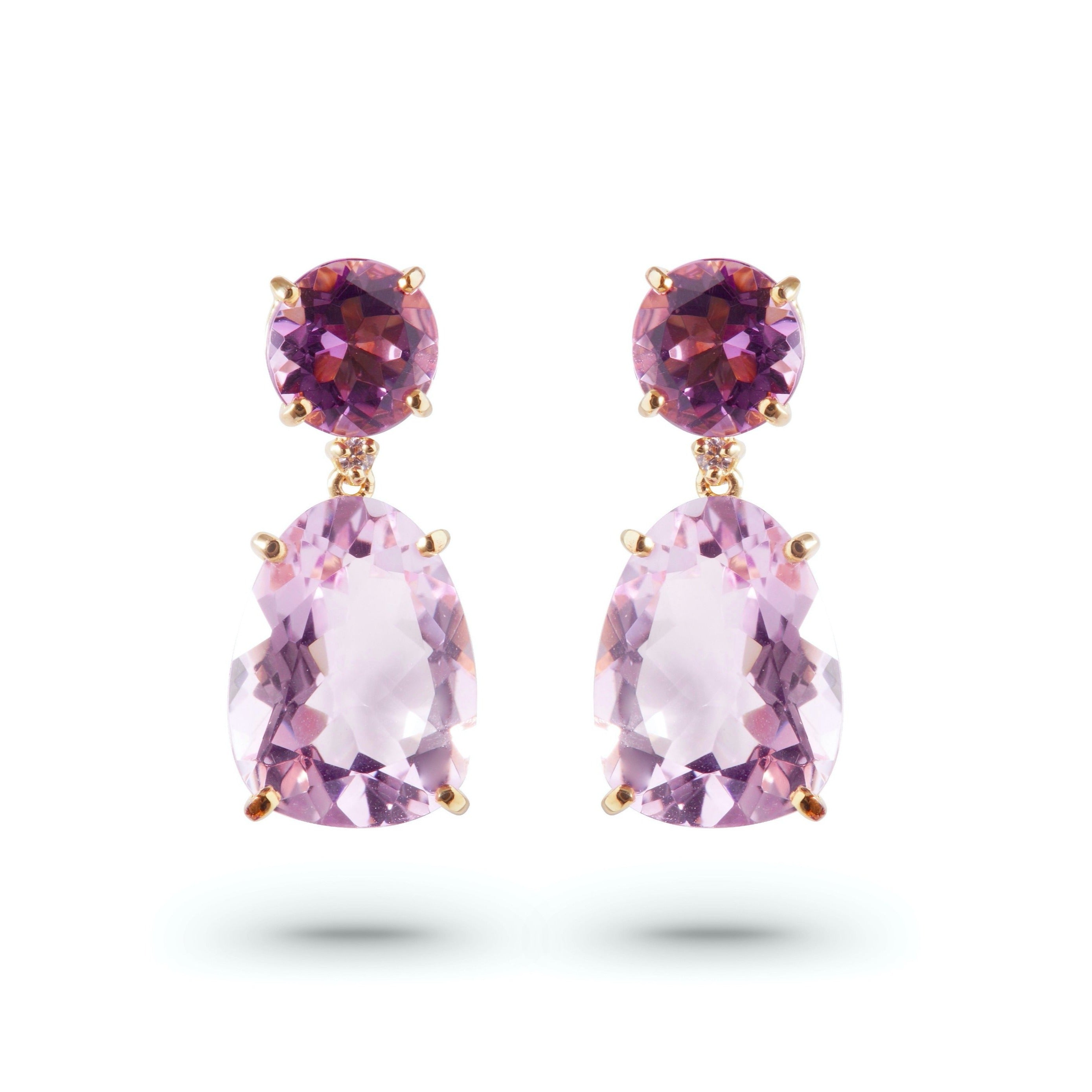 18K MAROAGA earrings (1196) -  Pink Amethyst, Amethyst Earrings / YG