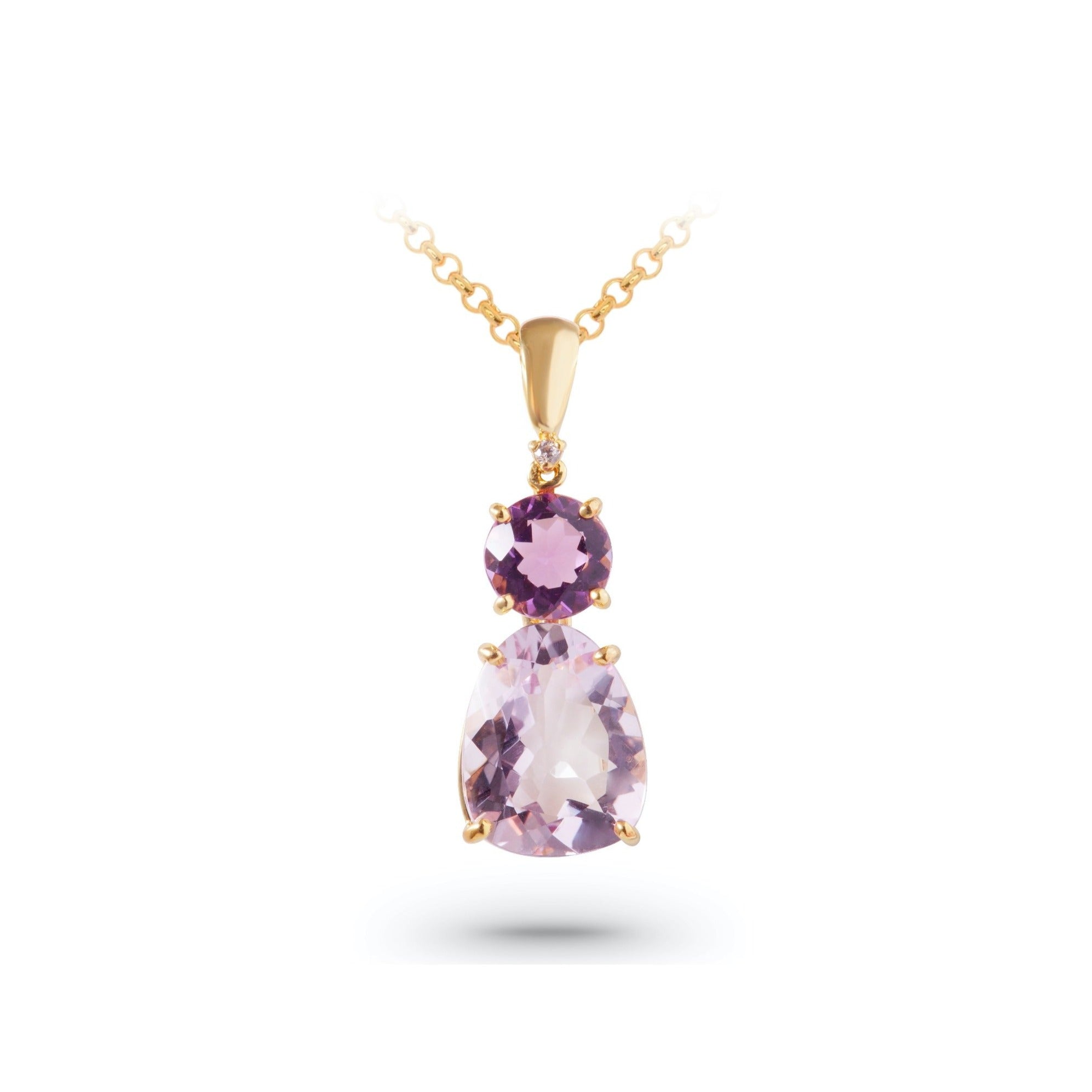 18K Pink Amethyst & Amethyst Pendant