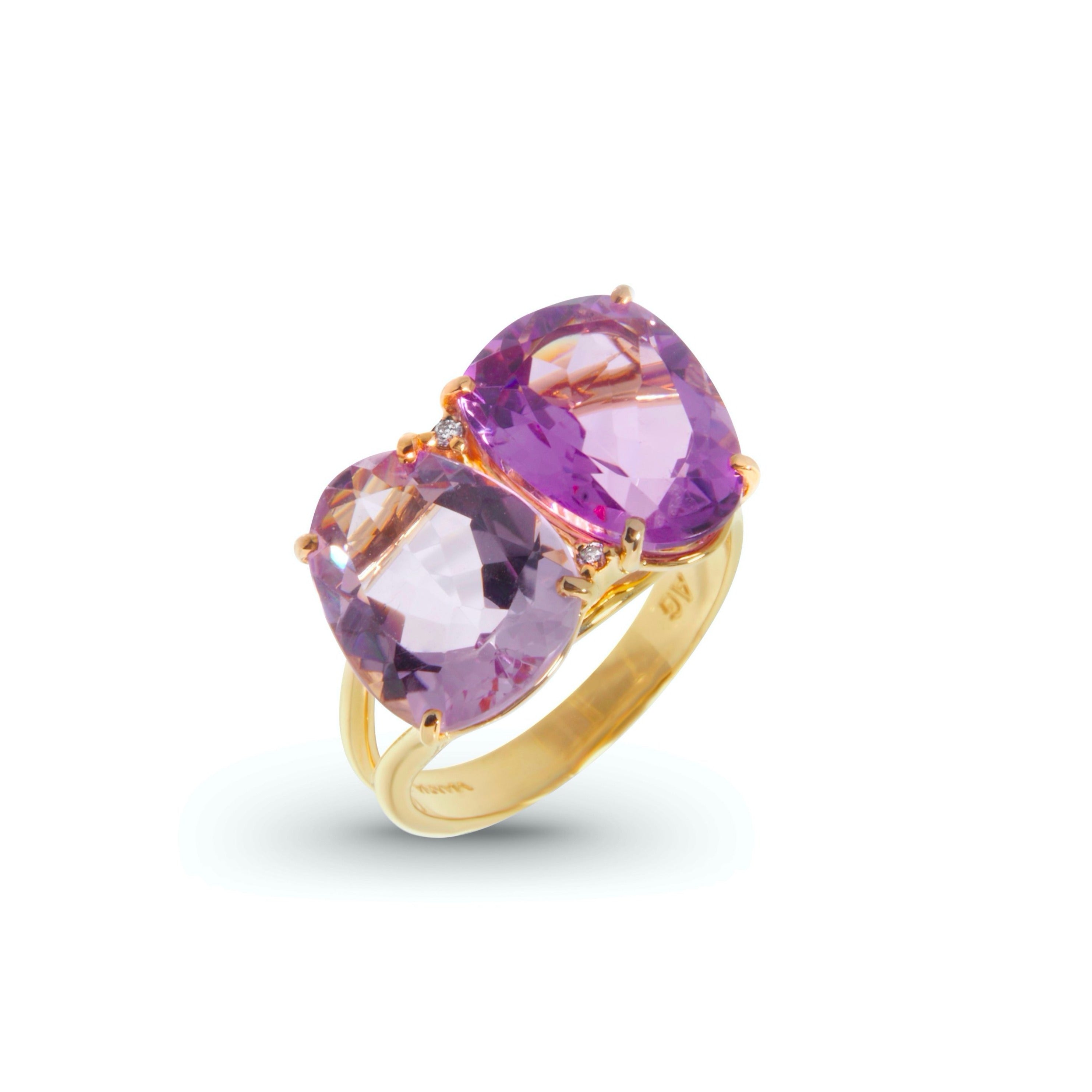 18K Pink Amethyst & Amethyst Ring