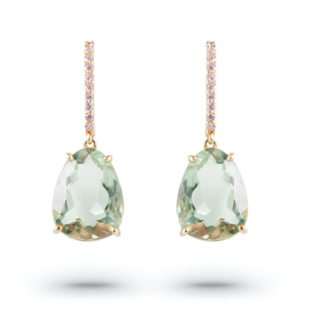 18K Prasiolite Earrings