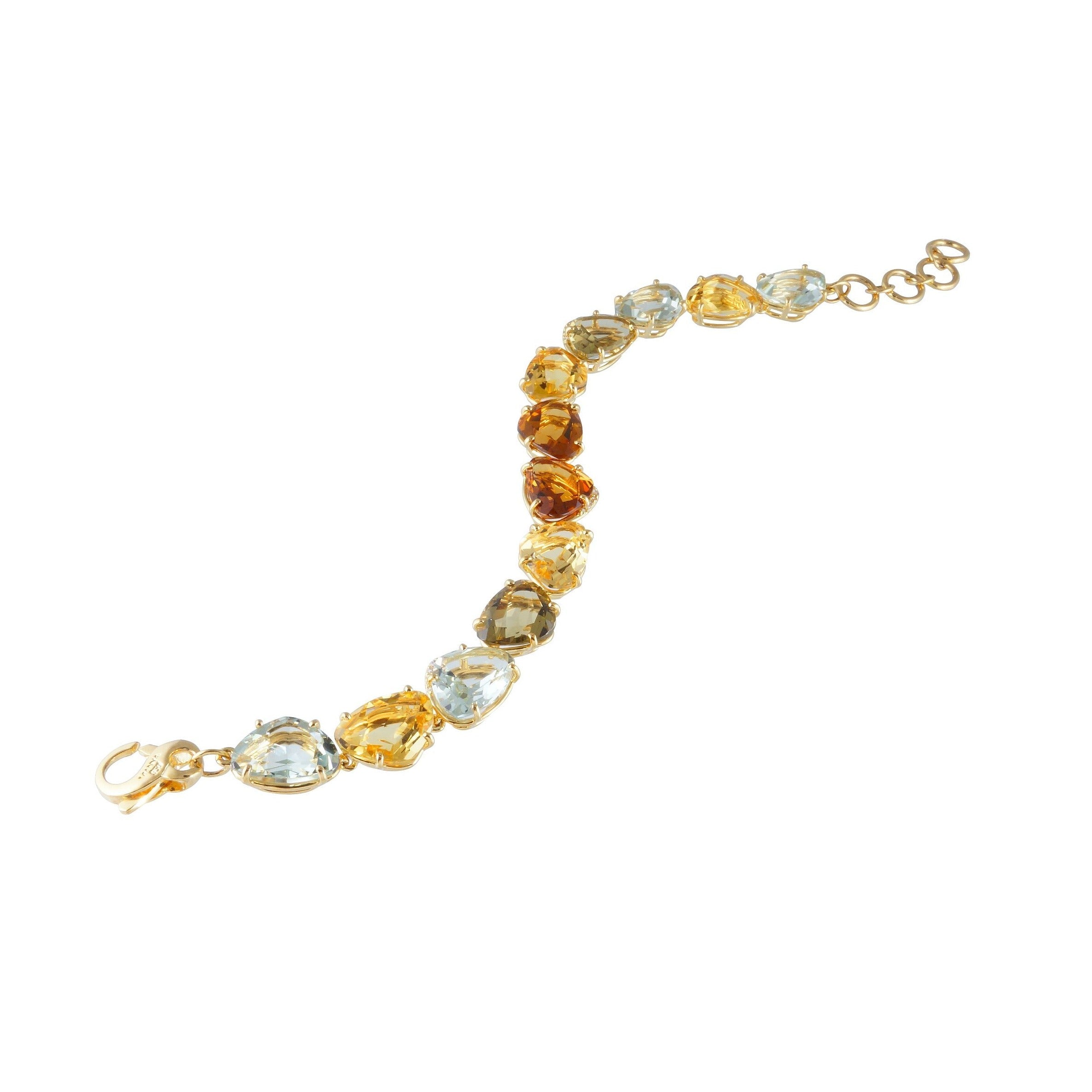 18K Citrine / Whisky Citrine / Prasiolite / Olive Quartz  Bracelet