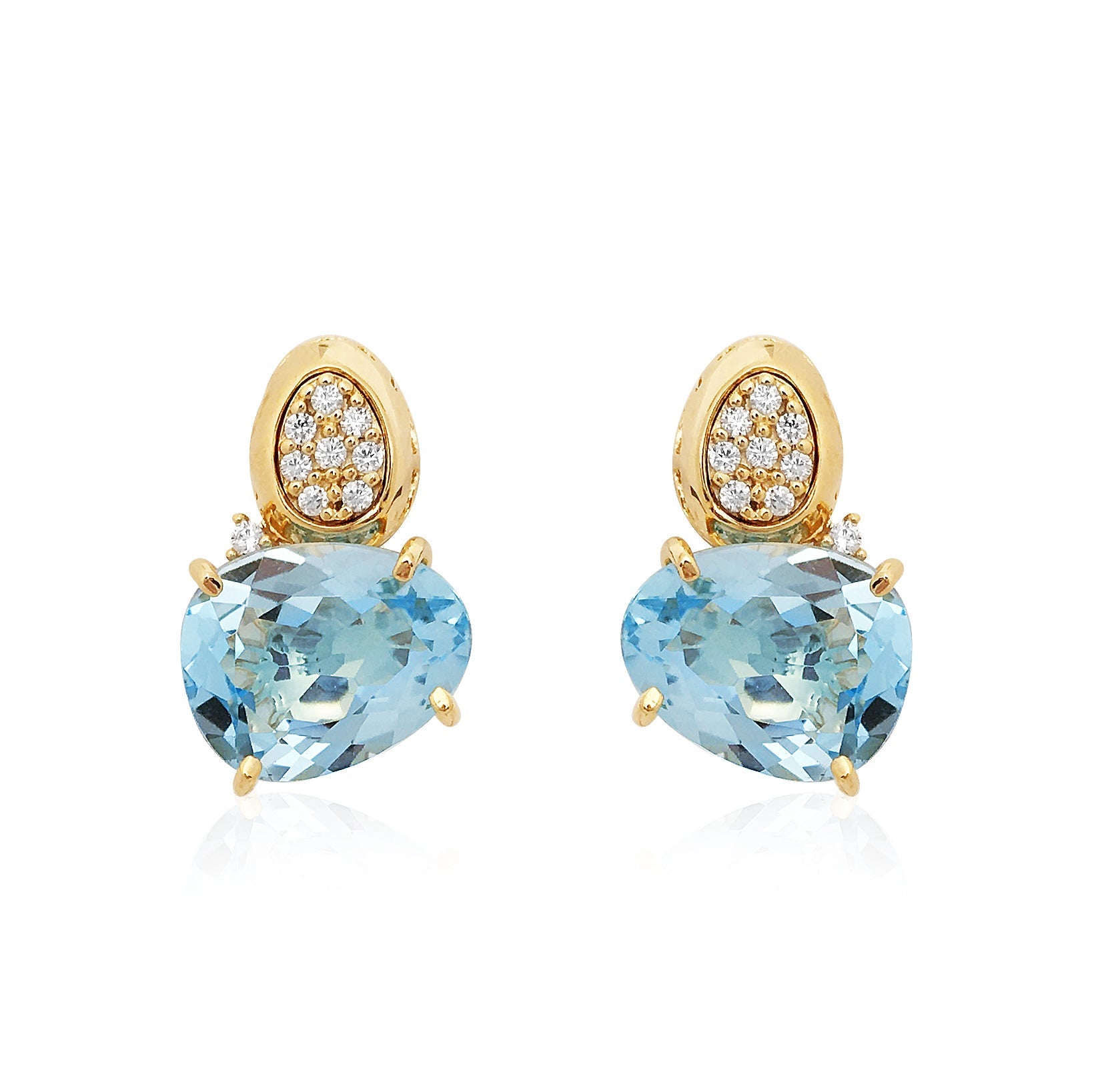 18K Blue Topaz Earrings