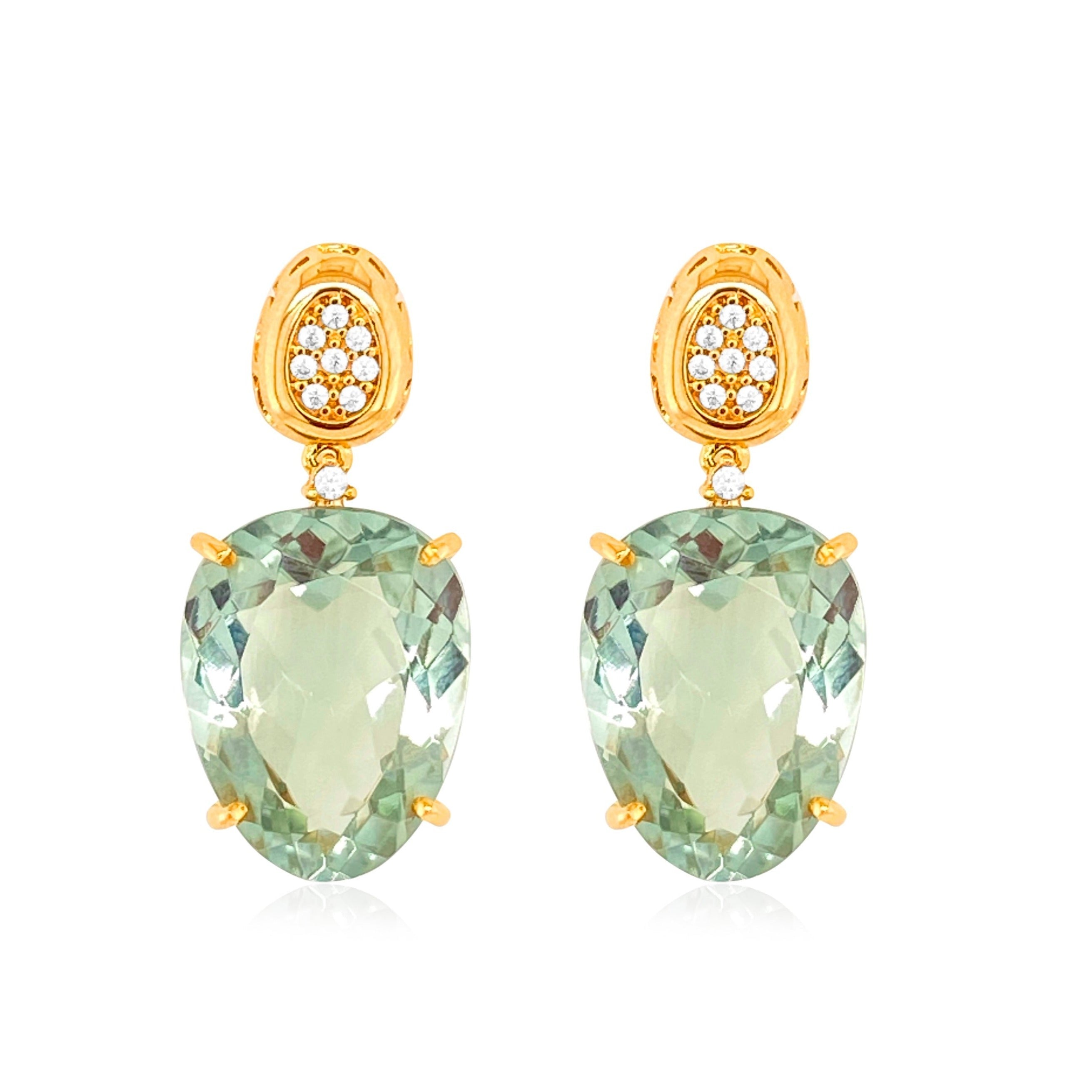 18K Prasiolite Earrings