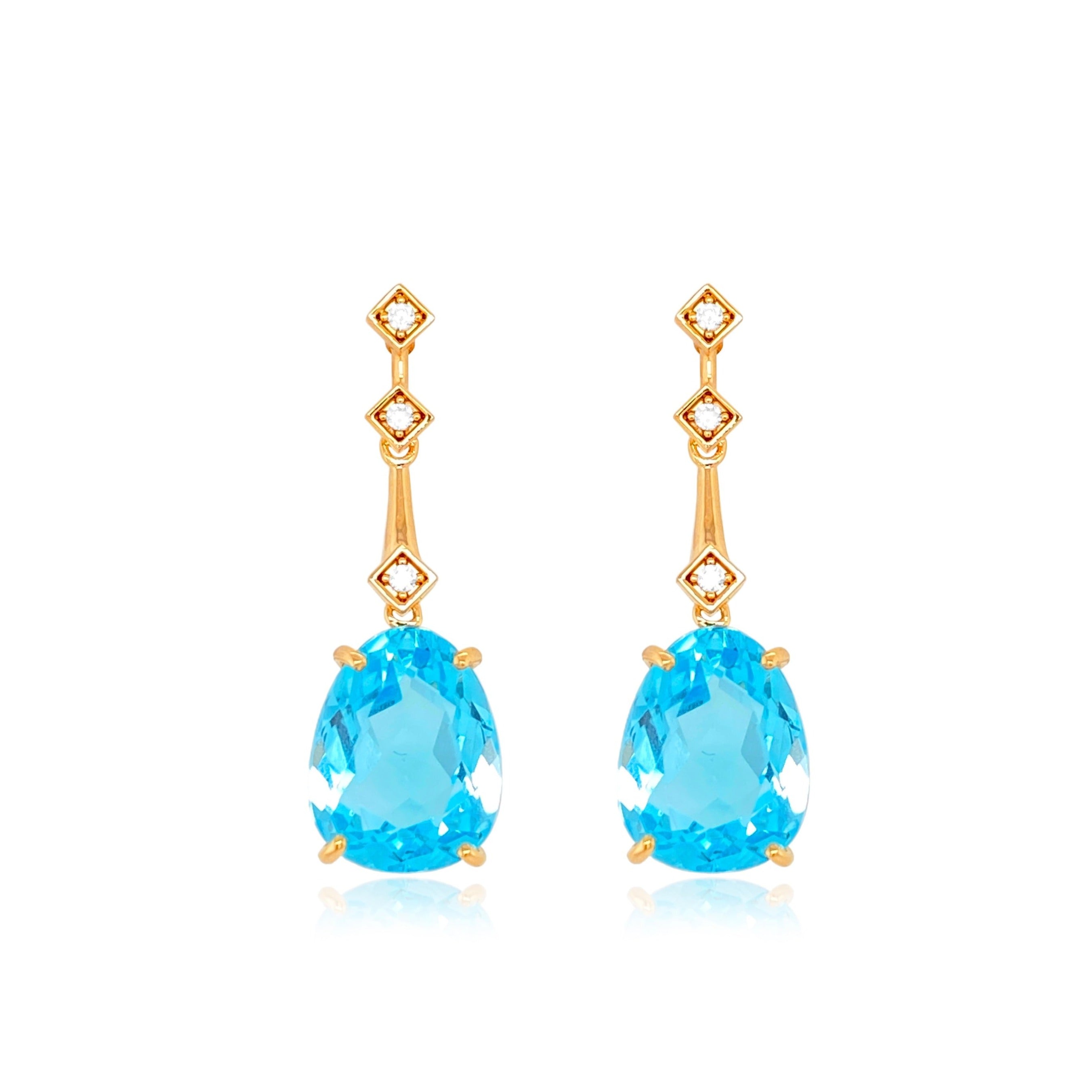 18K Blue Topaz Earrings