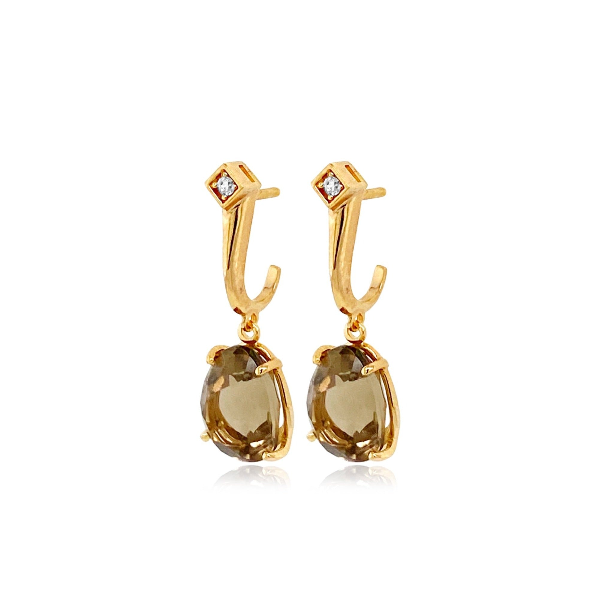 18K Smoky Quartz Earrings