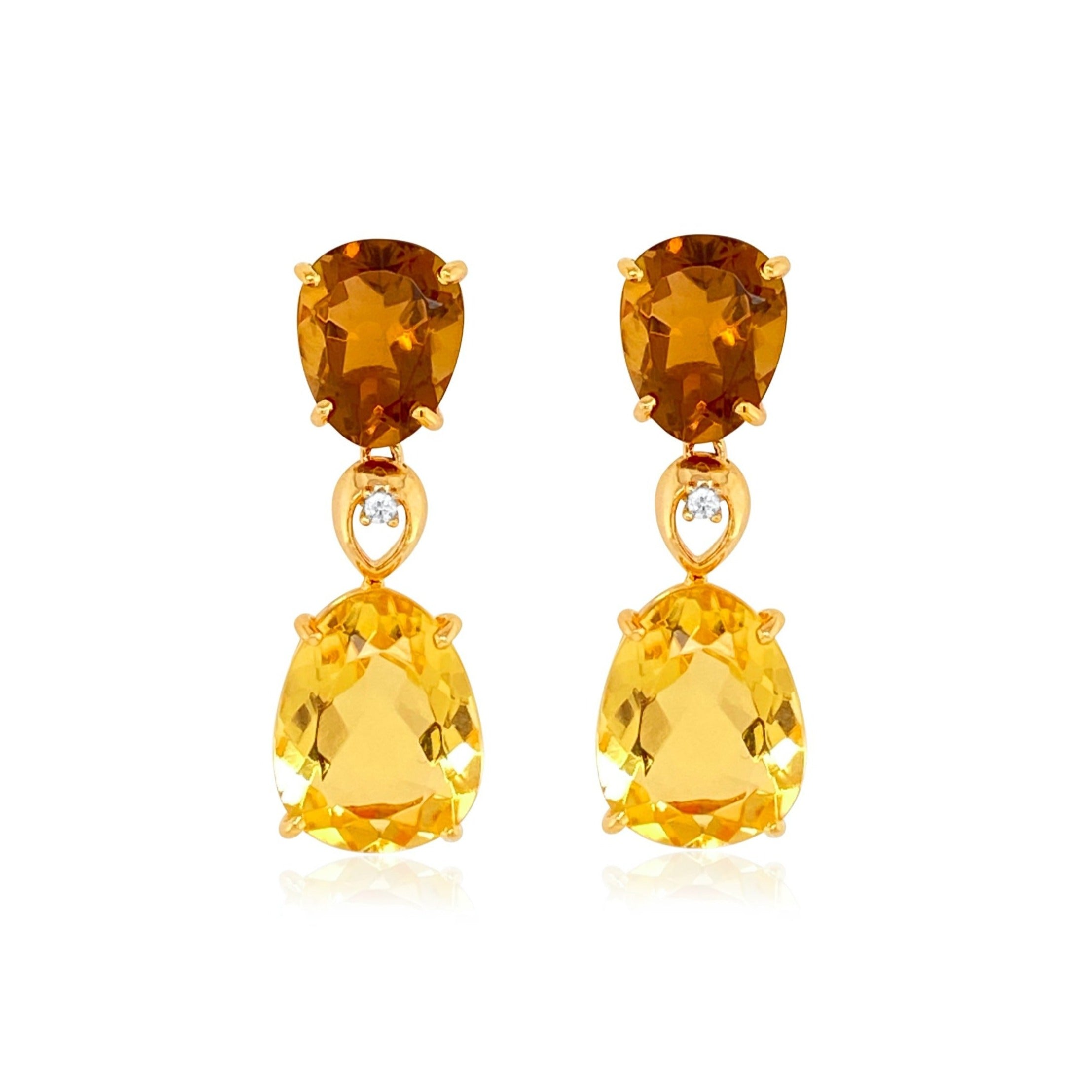 18K Citrine & Whisky Citrine Earrings