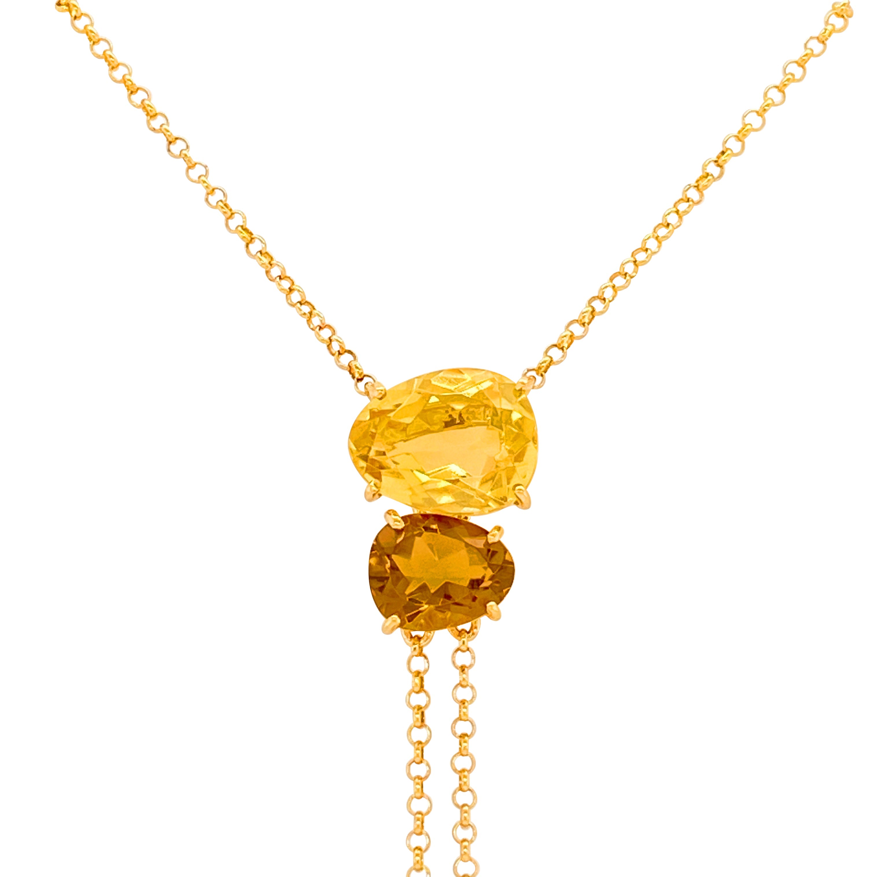 18K Citrine & Whisky Citrine Necklace