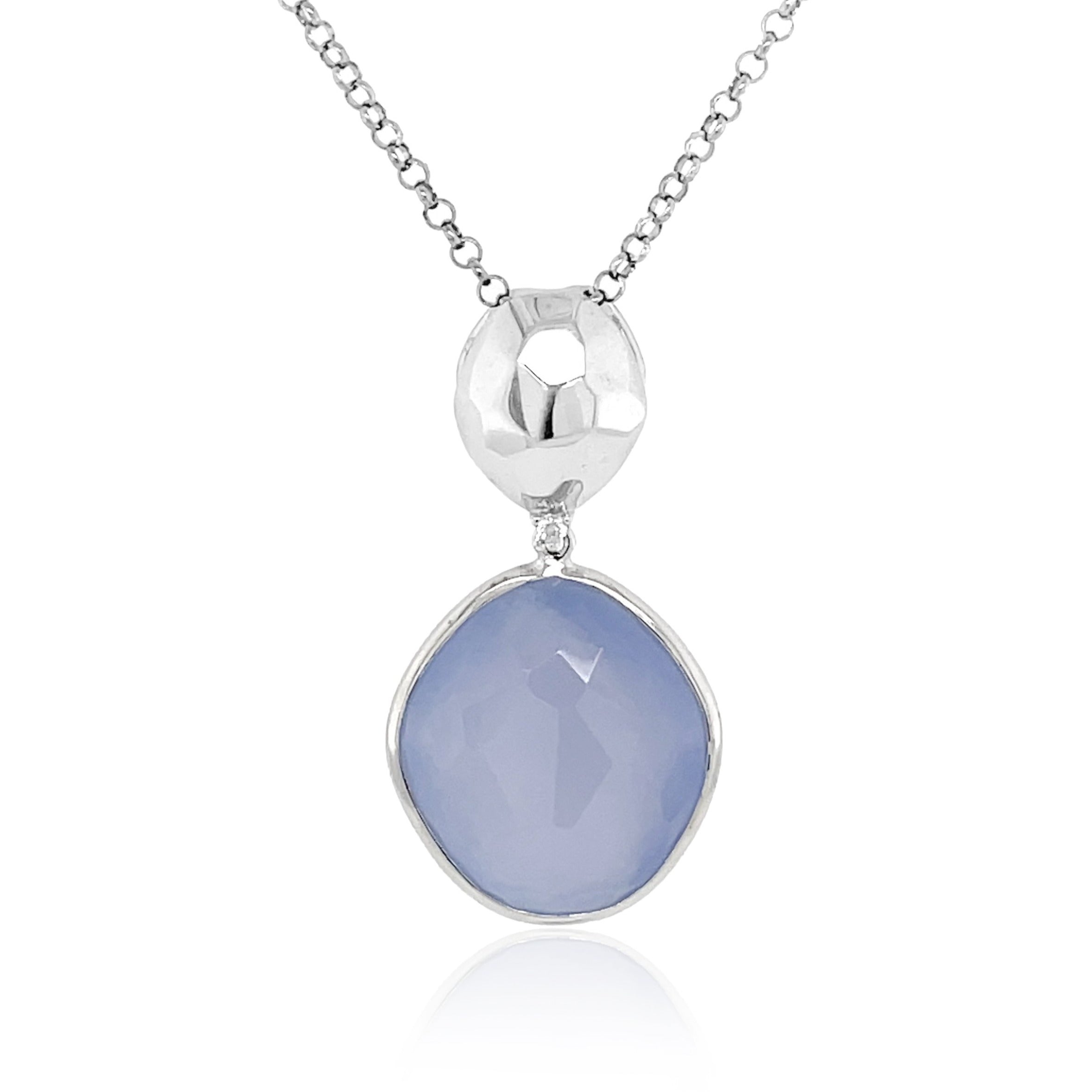 PANORAMA Necklace (1260) - Blue Chalcedony / SS