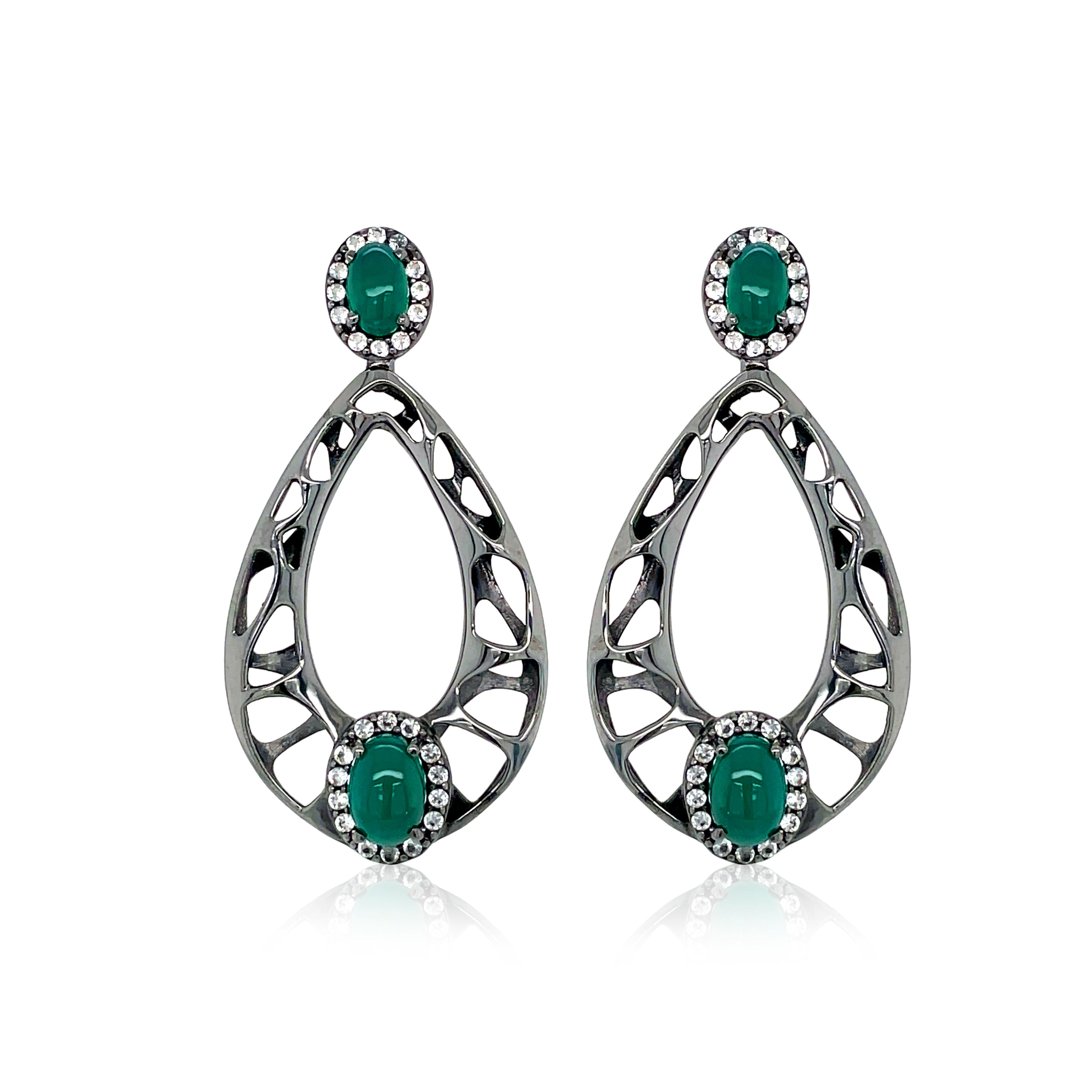 PULSE Earrings (1286) - Green Agate / BS