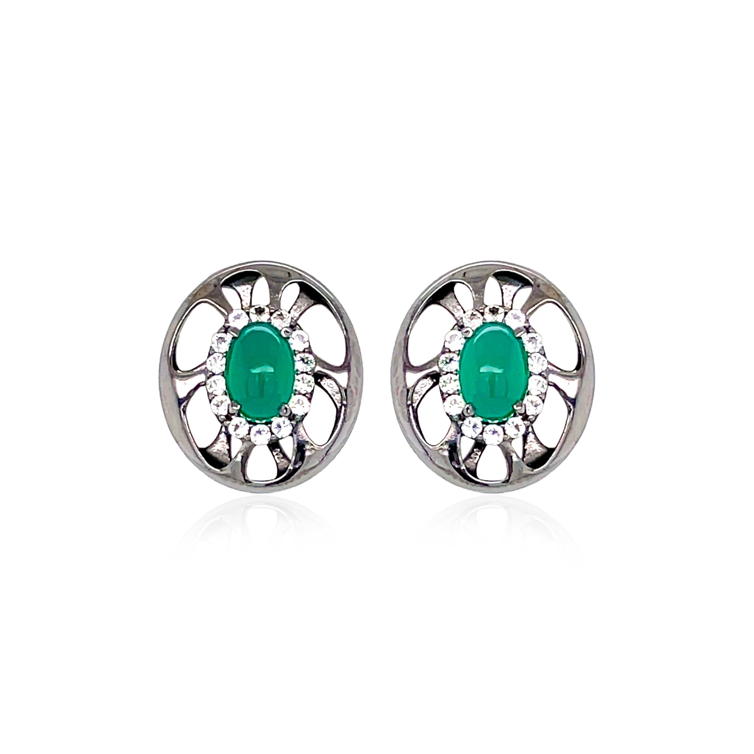 PULSE Earrings (1286) - Green Agate / BS