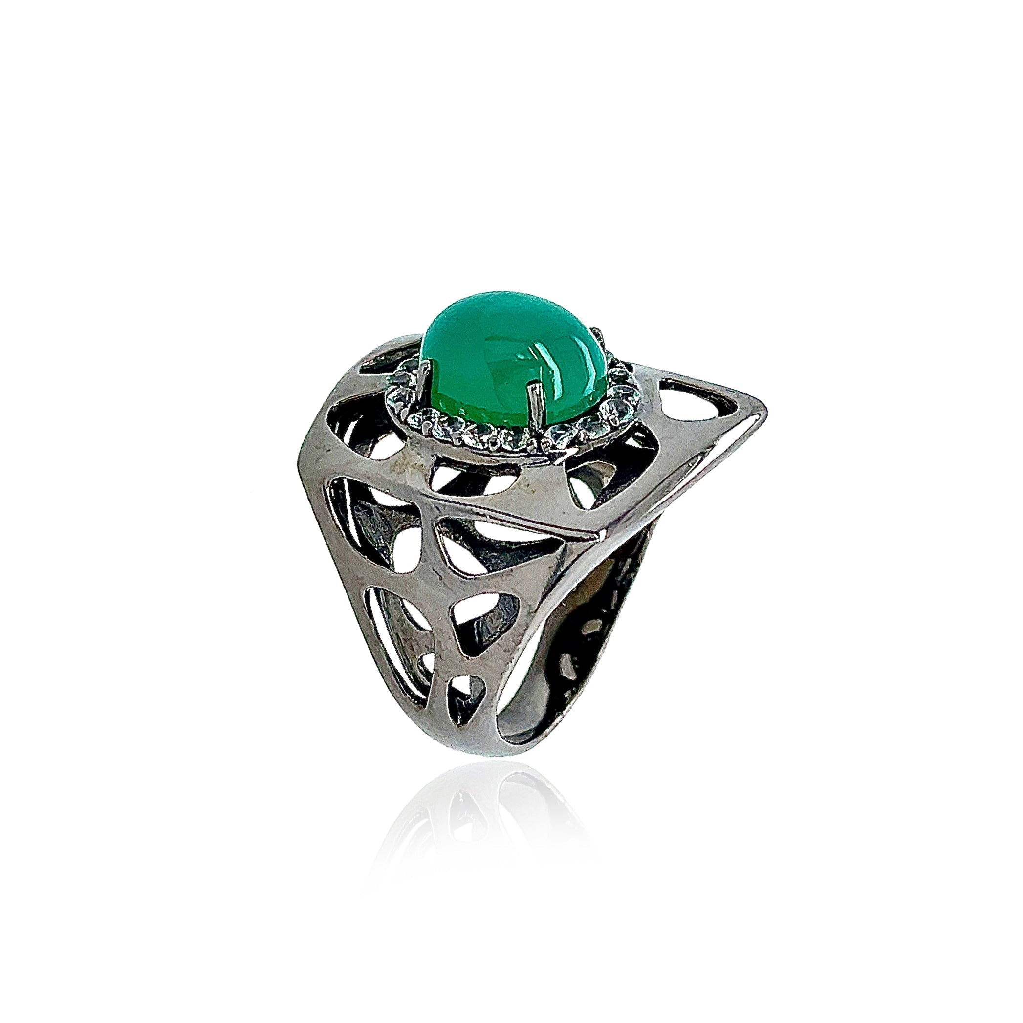 PULSE Ring (1286) - Green Agate / BS