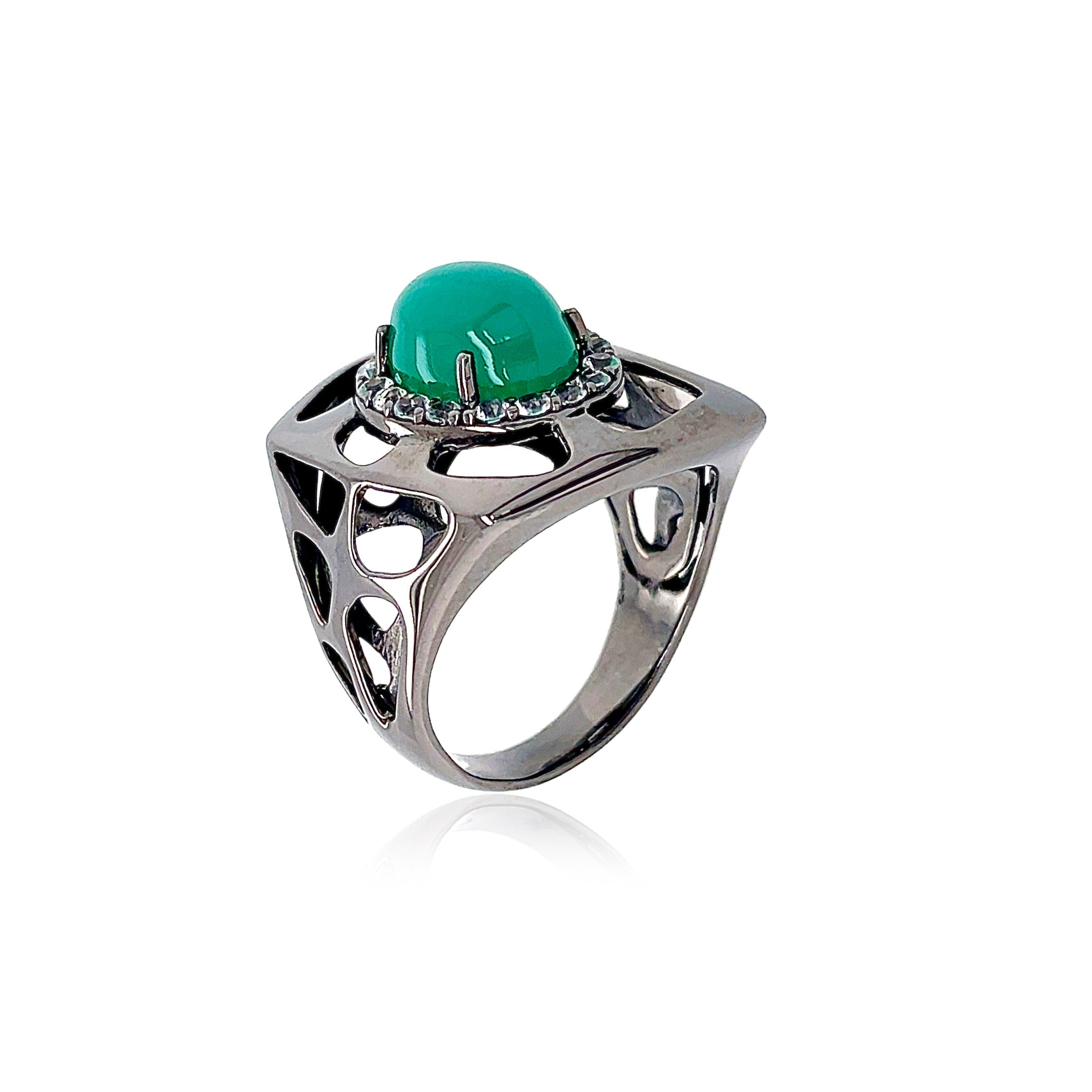 PULSE Ring (1286) - Green Agate / BS