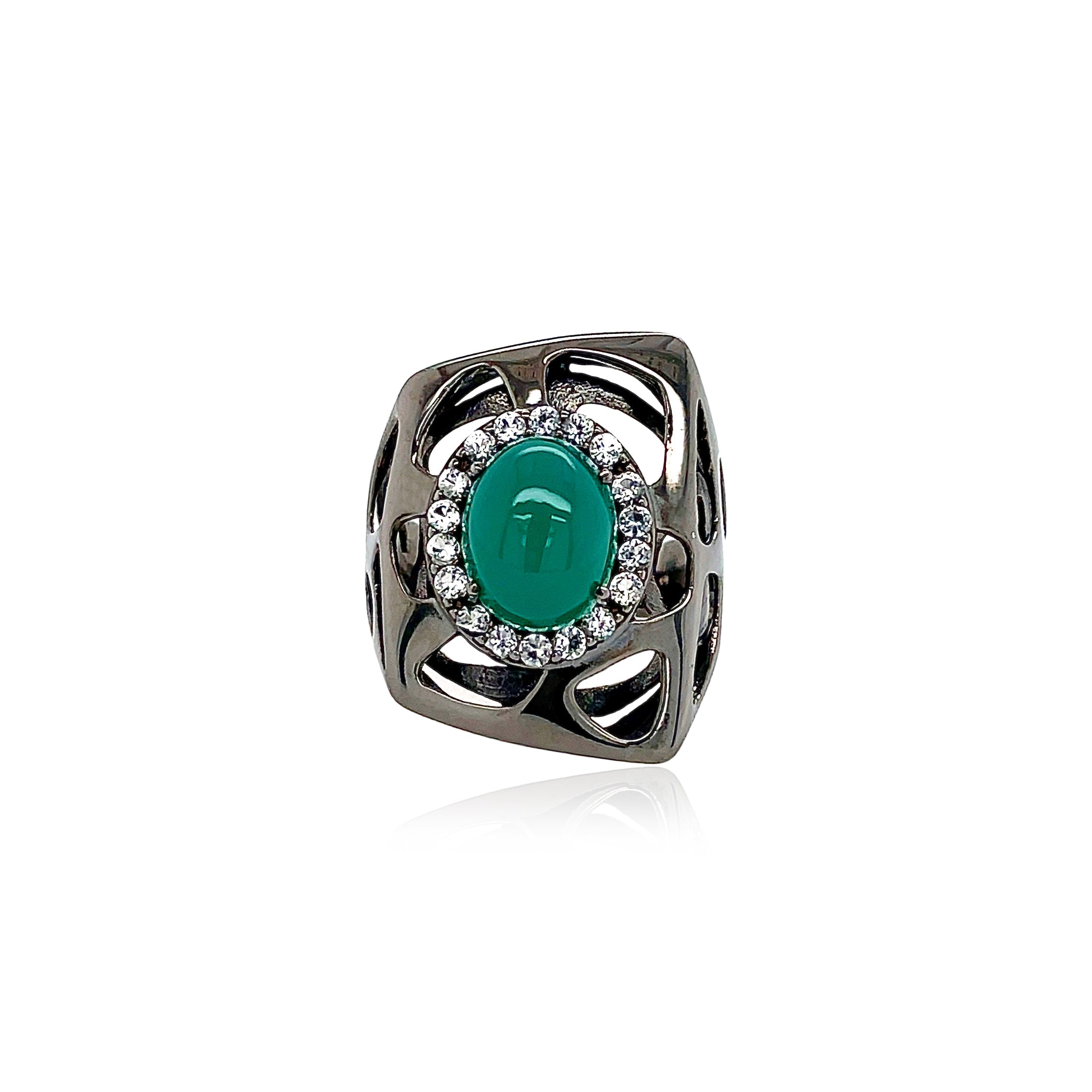 PULSE Ring (1286) - Green Agate / BS