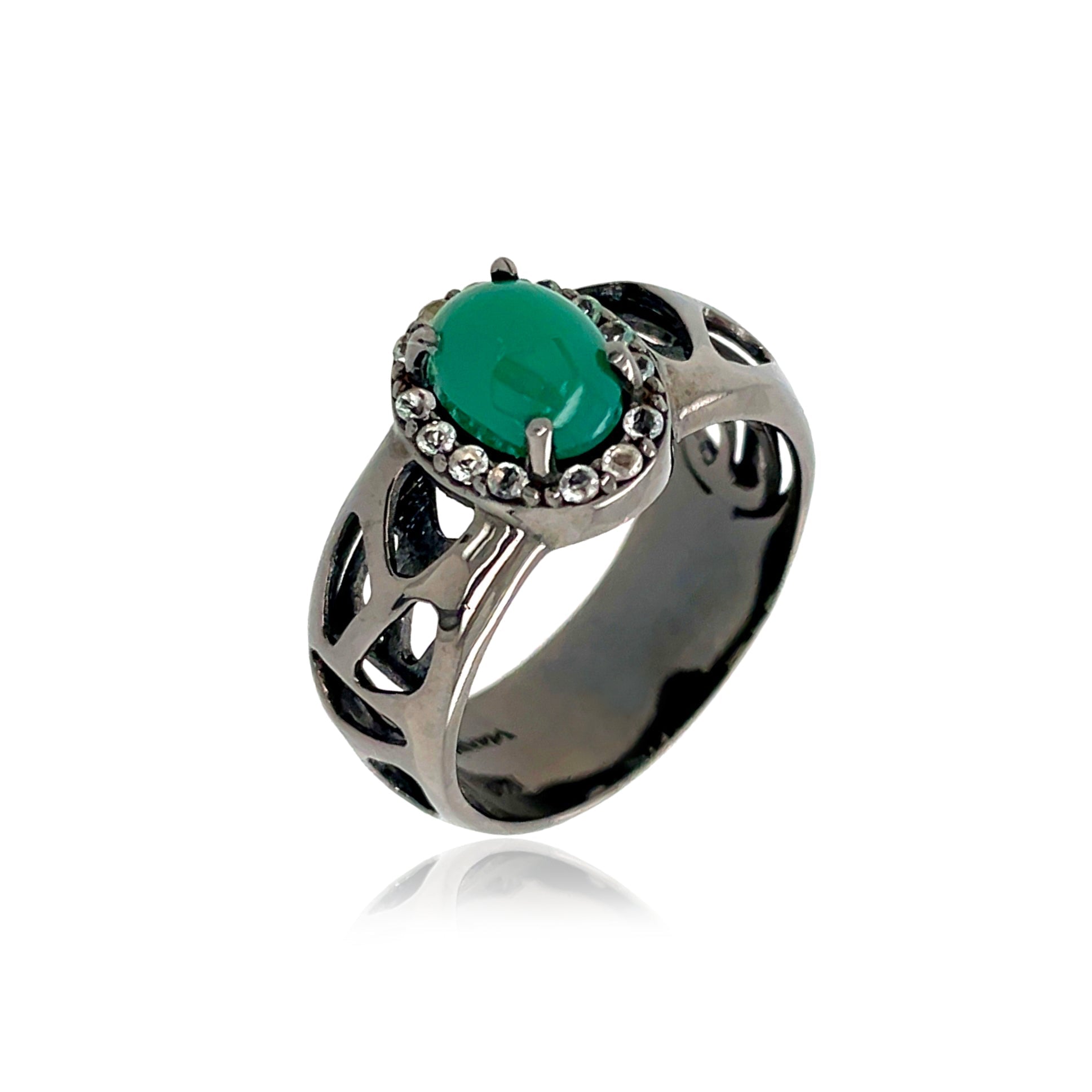 PULSE Ring (1286) - Green Agate / BS