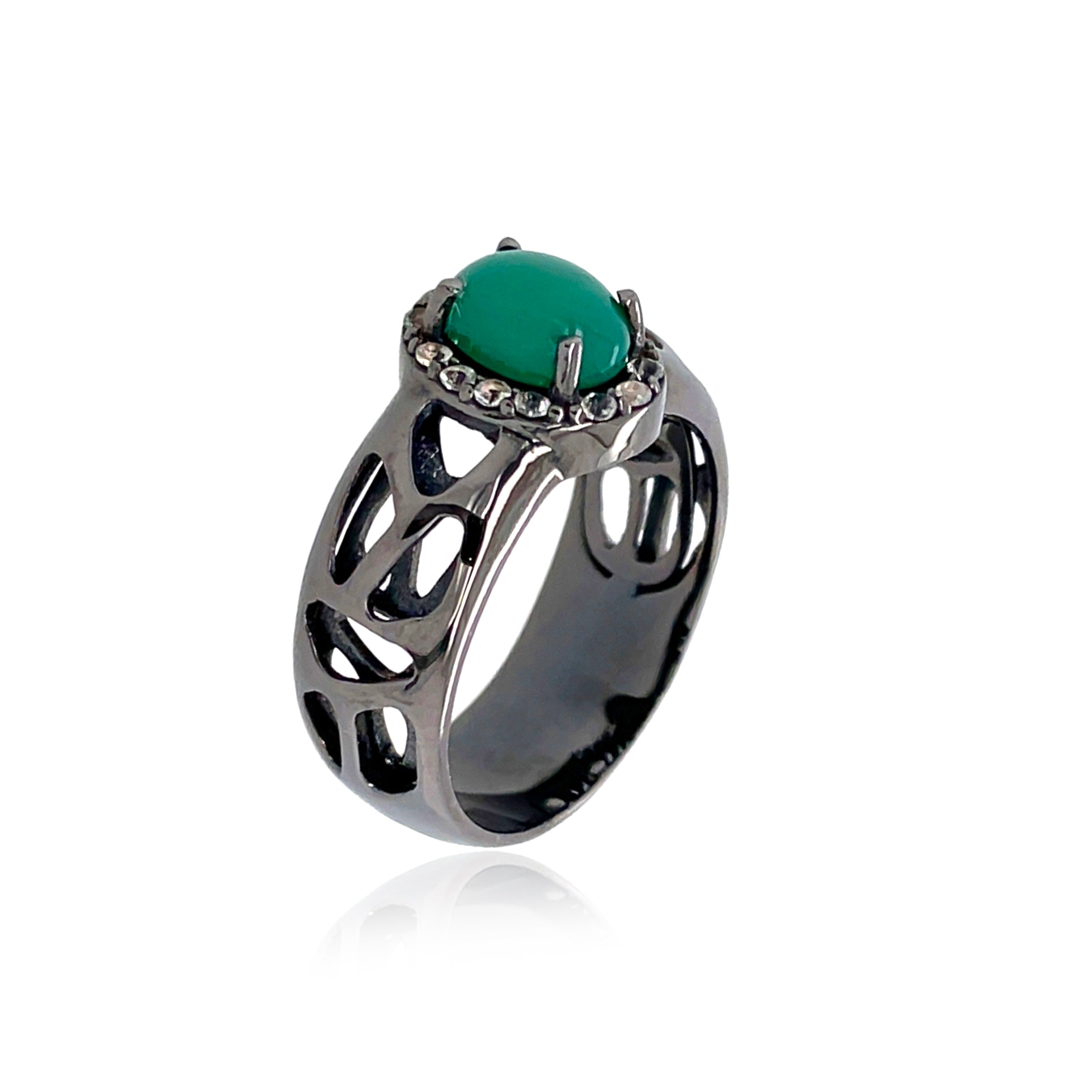 PULSE Ring (1286) - Green Agate / BS