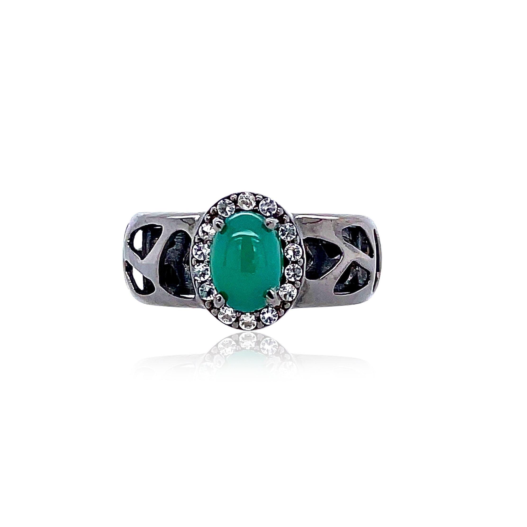 PULSE Ring (1286) - Green Agate / BS