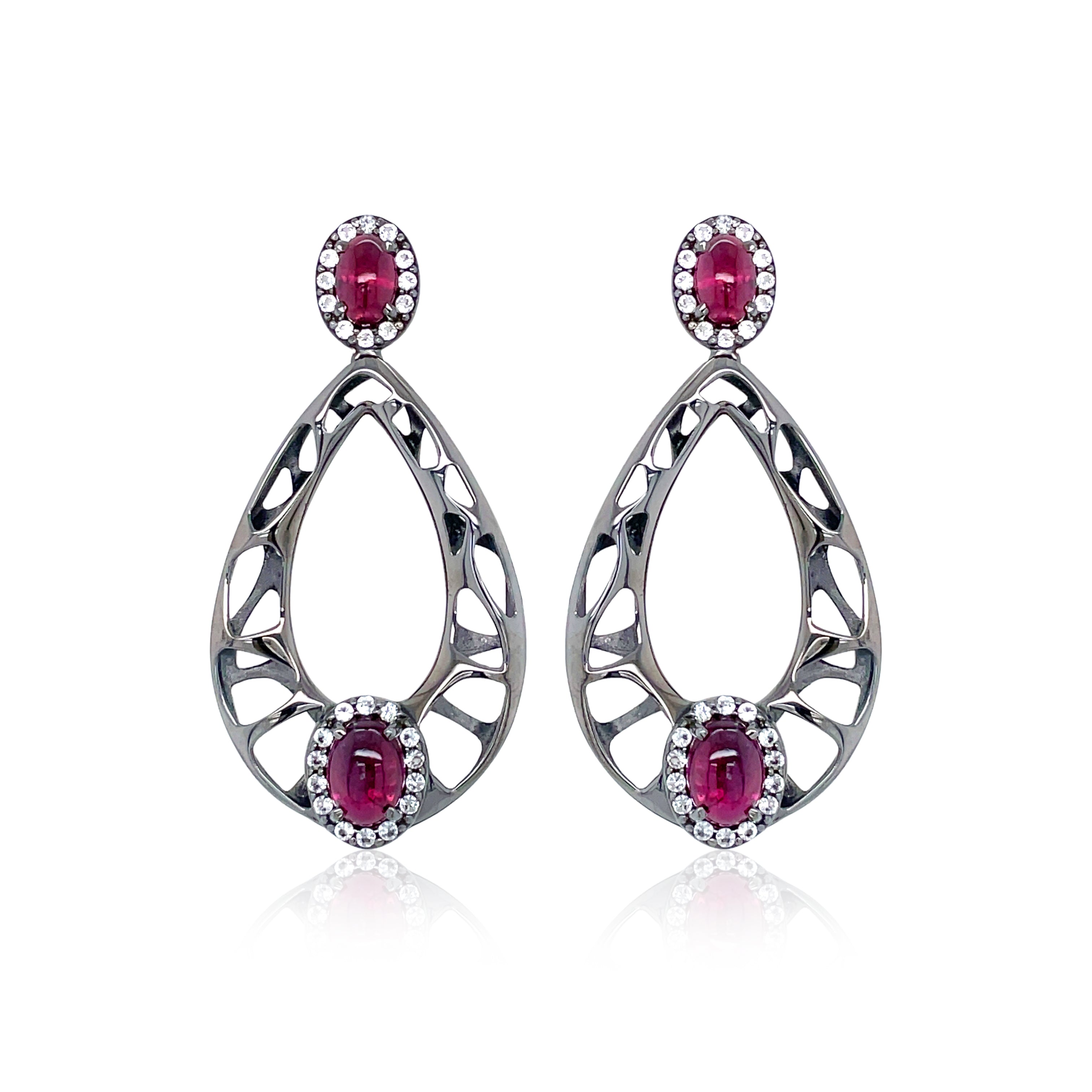 PULSE Earrings (1286) - Rhodolite / BS