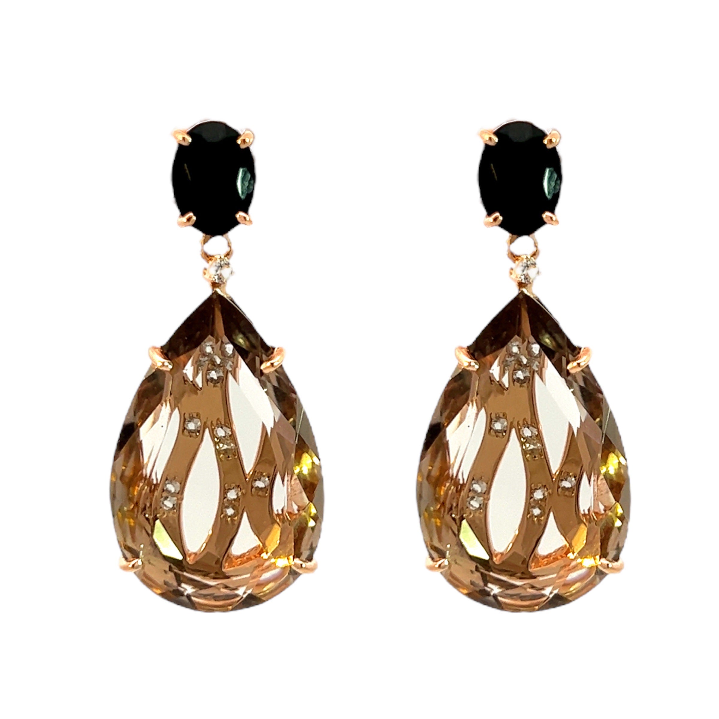 TRANSPARENZA Earrings (0777) - Black Quartz, Smoky Quartz / RG