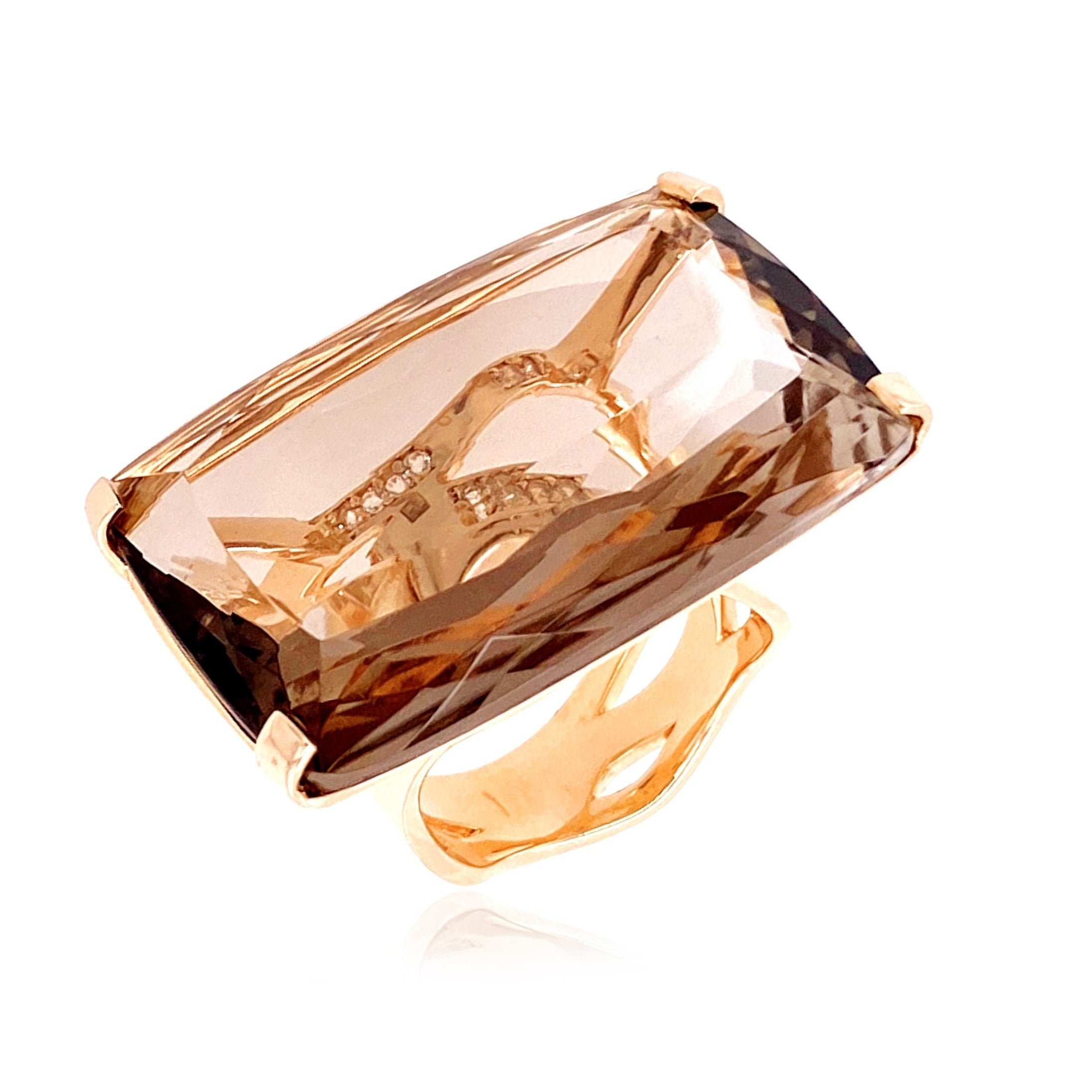 TRANSPARENZA Ring (0777) - Smoky Quartz / RG