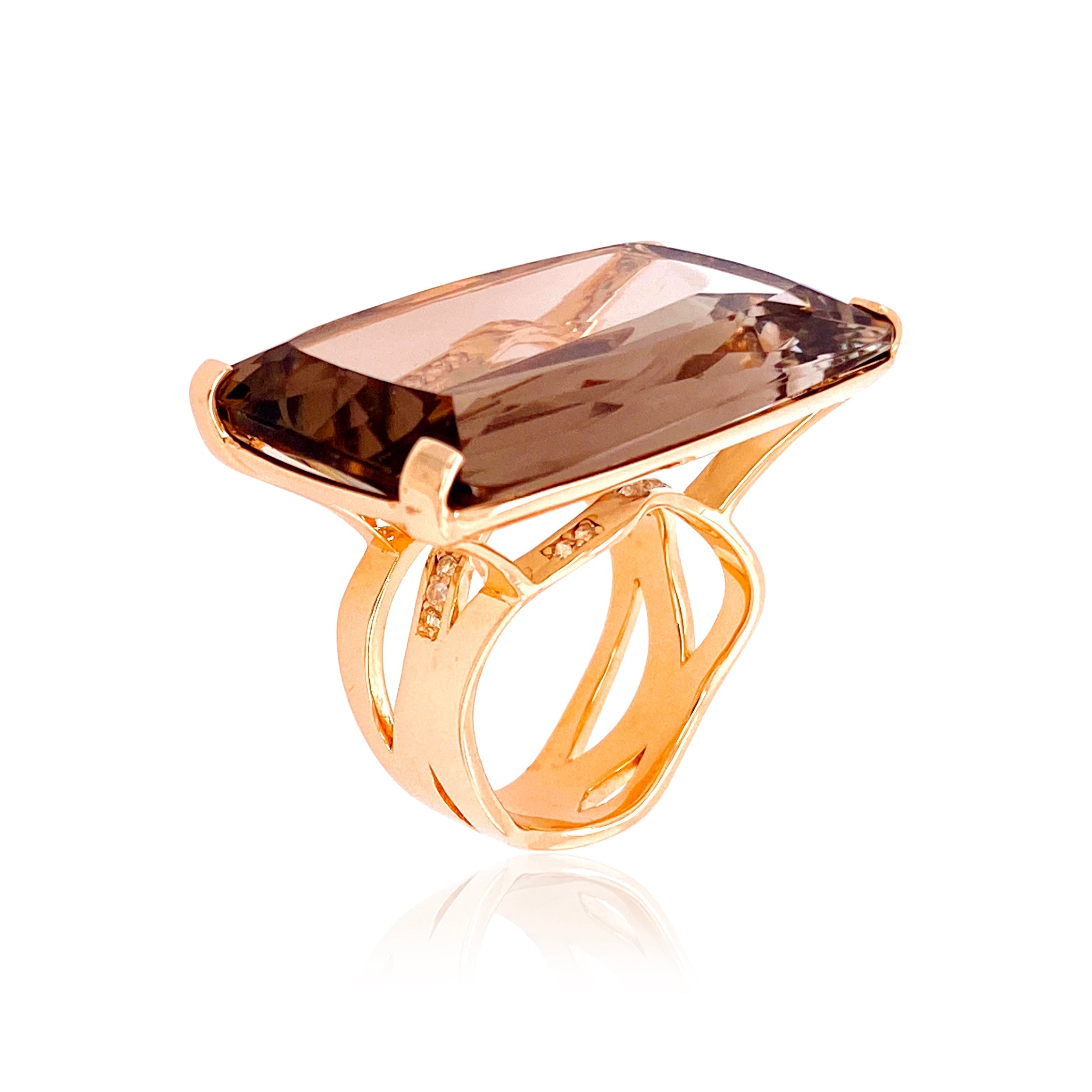 TRANSPARENZA Ring (0777) - Smoky Quartz / RG