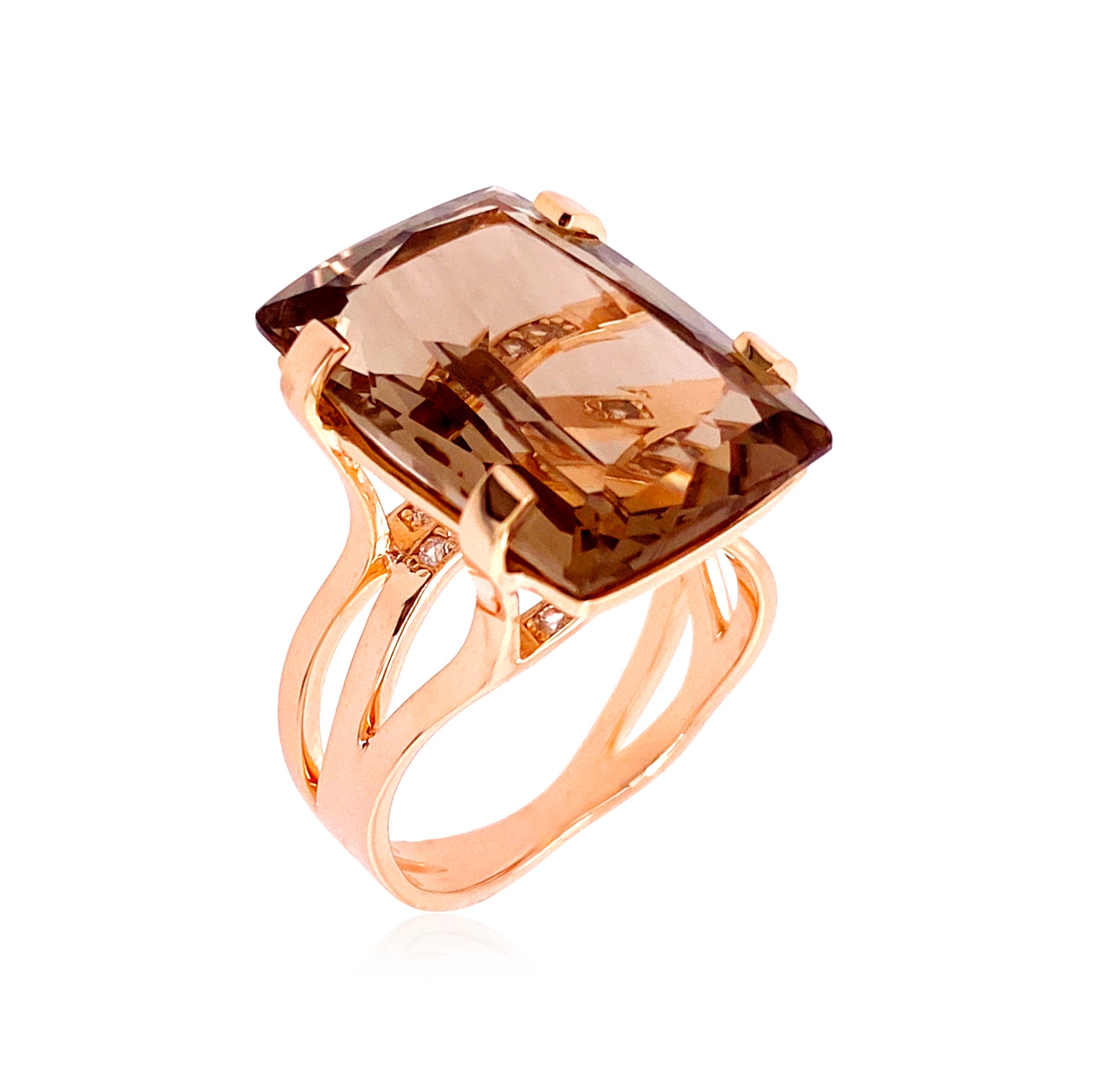 TRANSPARENZA Ring (0777) - Smoky Quartz / RG