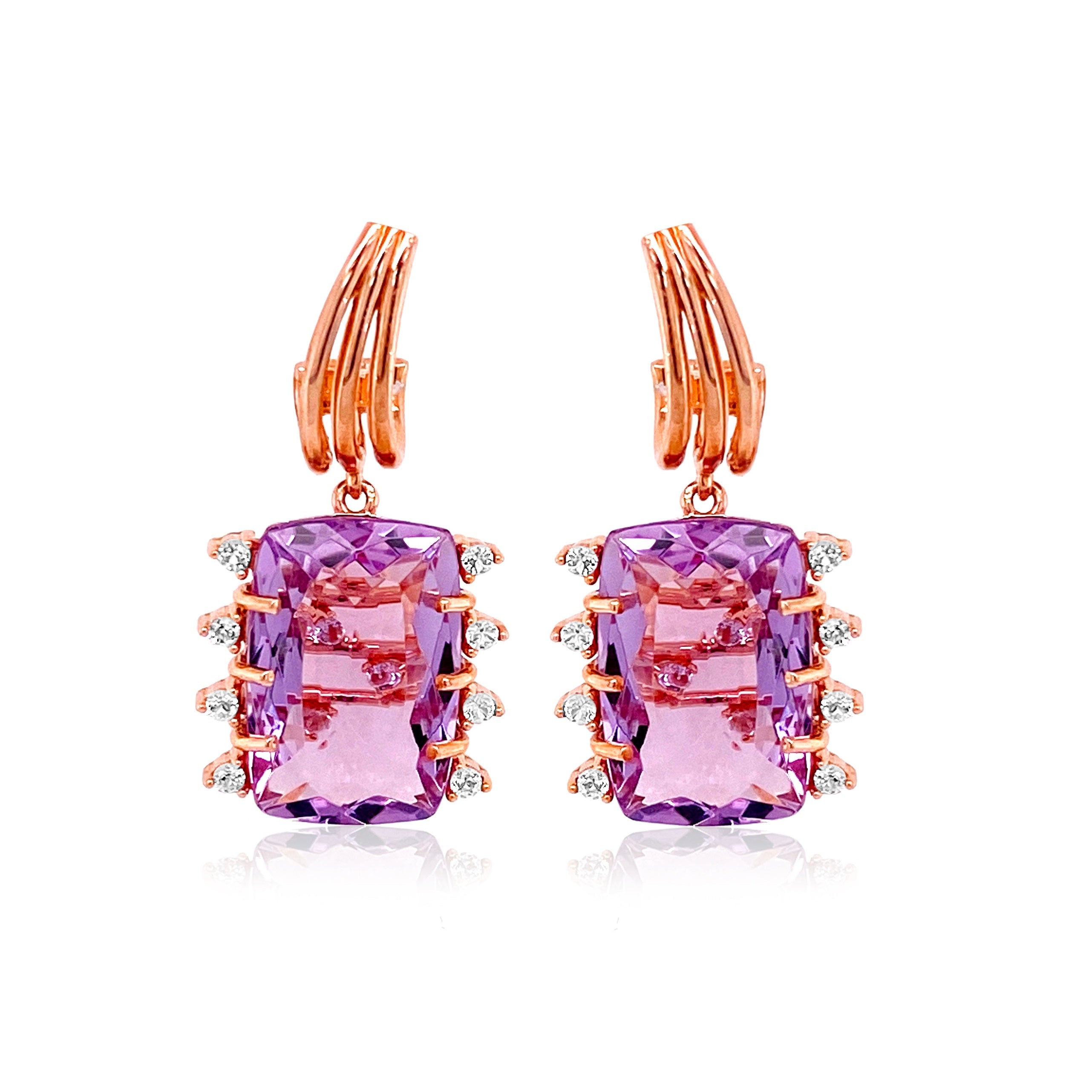 TRANSPARENZA Earrings (0802) - Pink Amethyst / RG