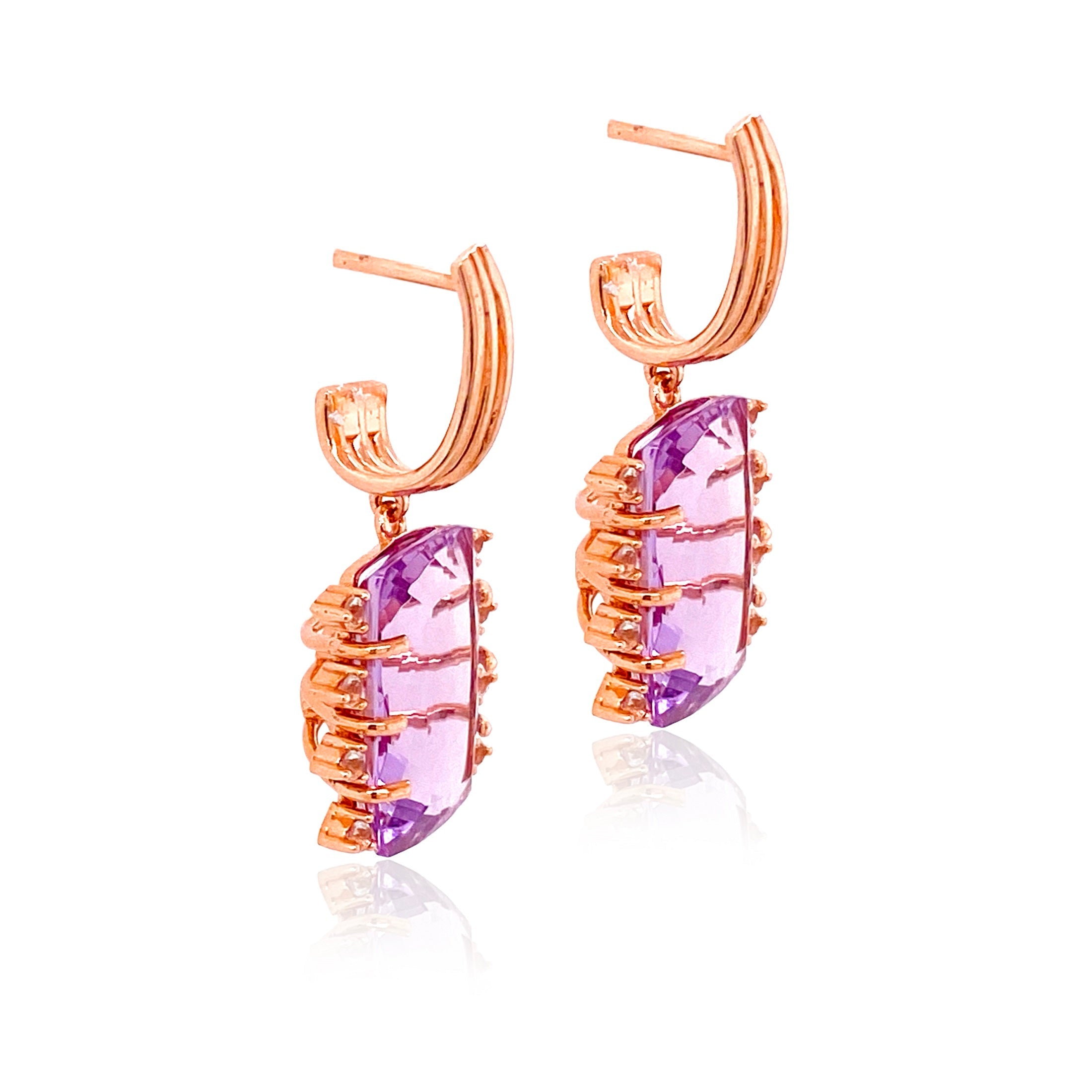 TRANSPARENZA Earrings (0802) - Pink Amethyst / RG