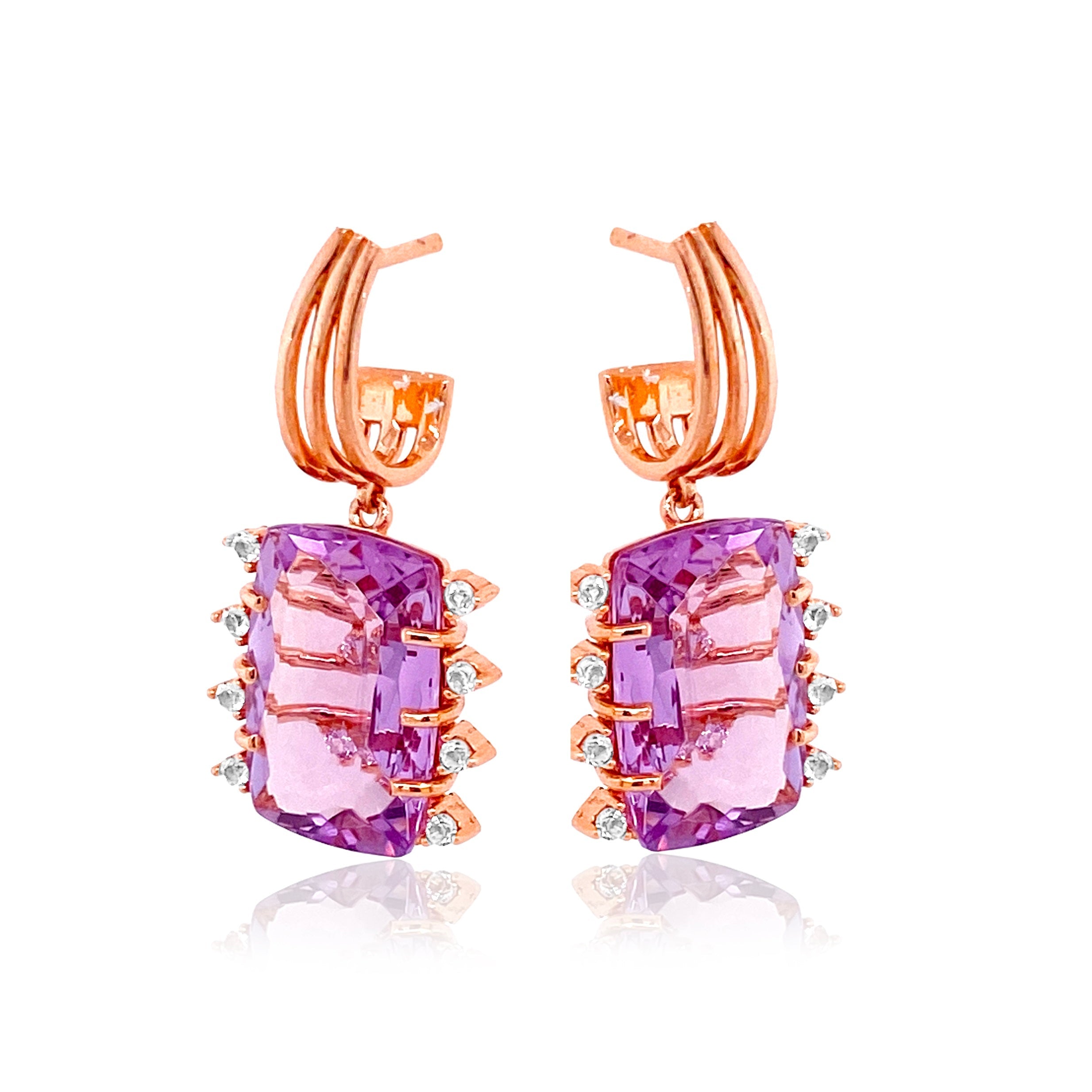 TRANSPARENZA Earrings (0802) - Pink Amethyst / RG