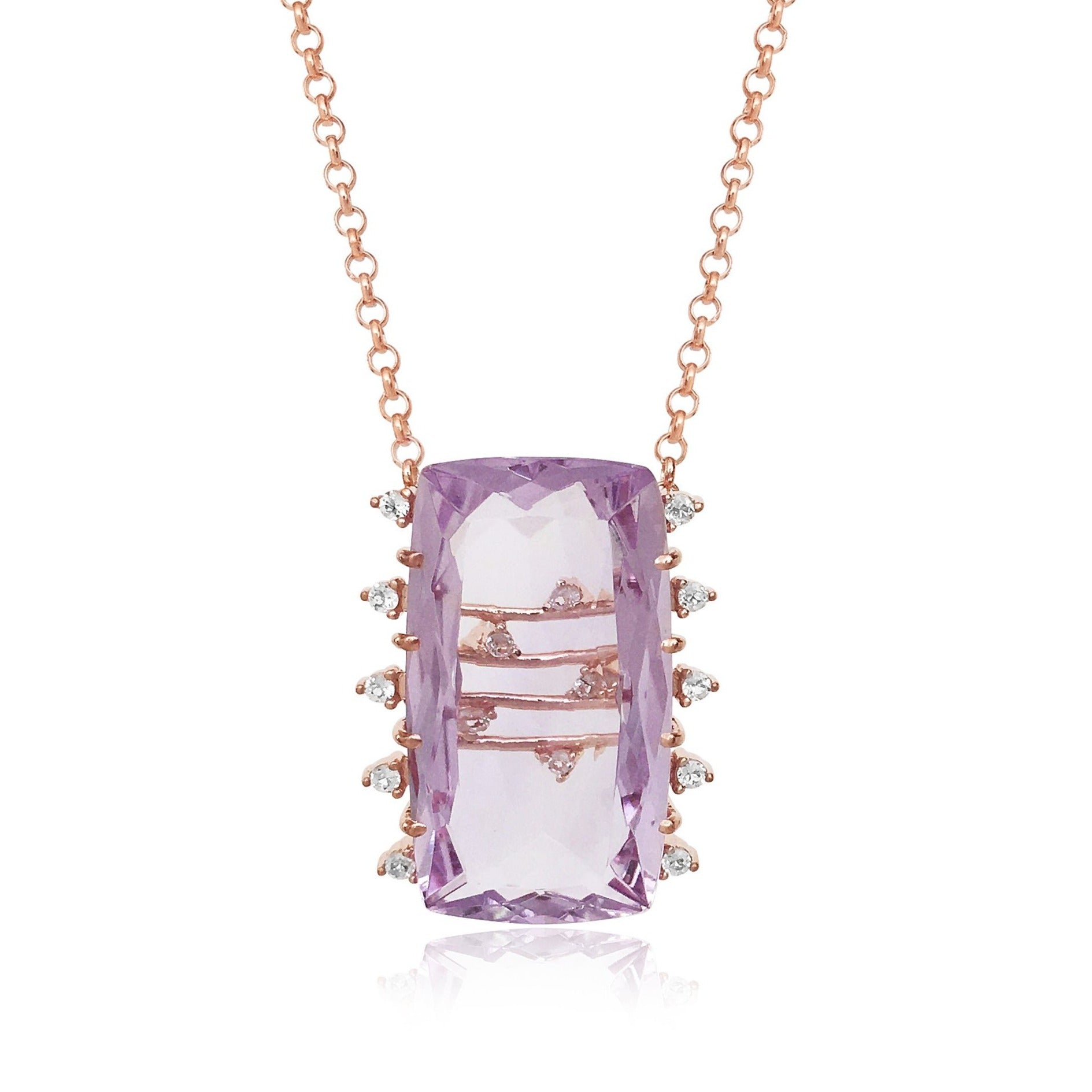 TRANSPARENZA Necklace (0802) - Pink Amethyst / RG