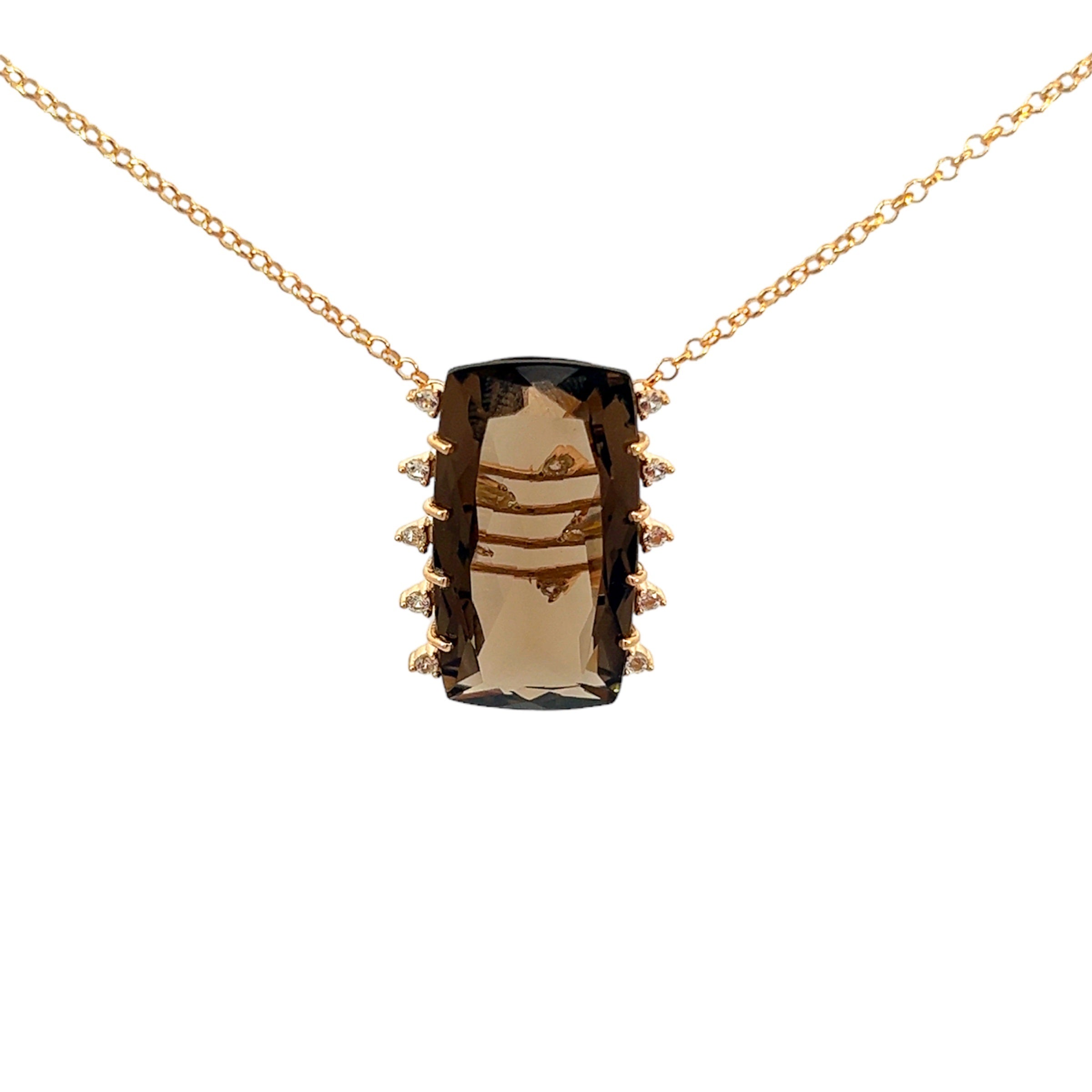 TRANSPARENZA Necklace (0802) - Smoky Quartz / RG