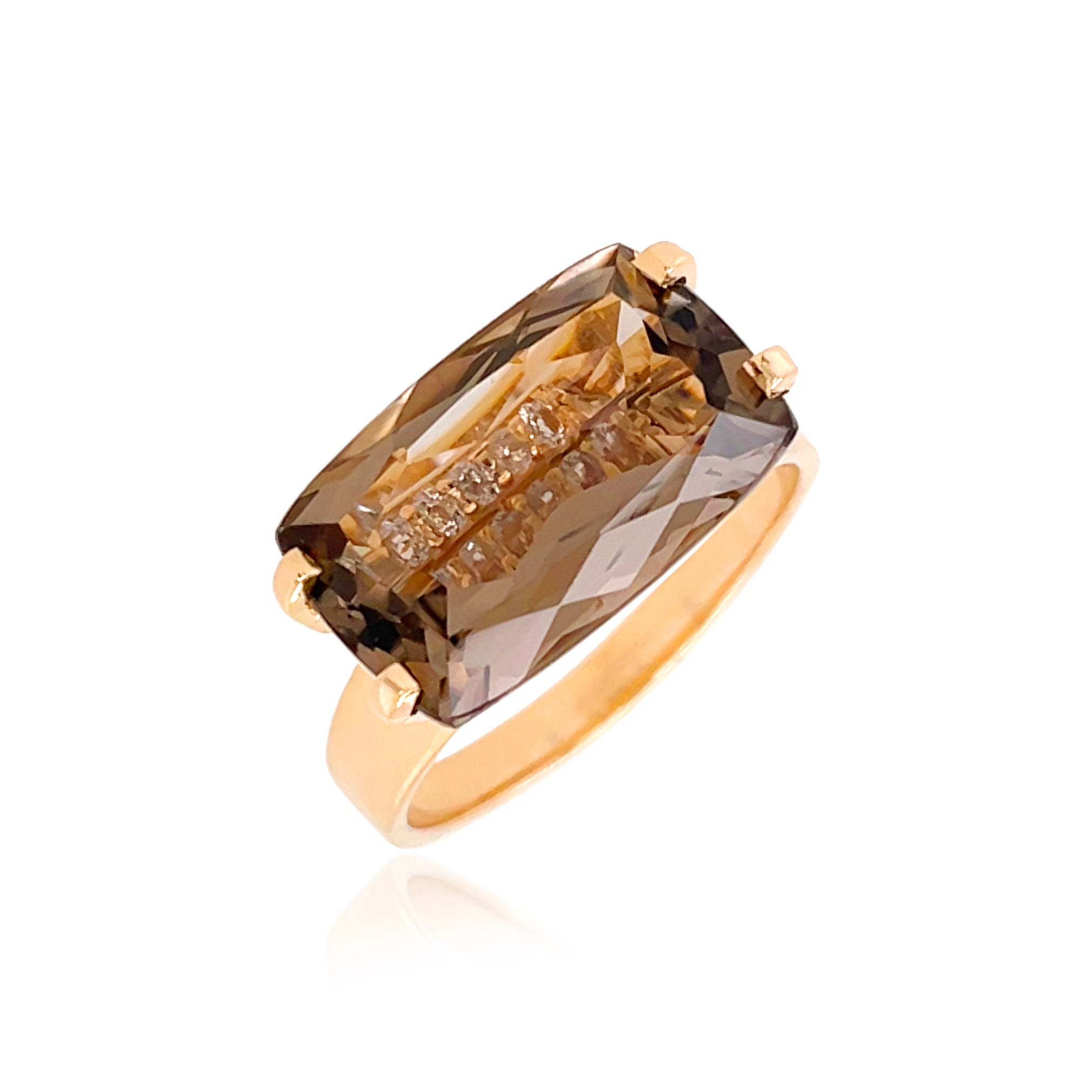 TRANSPARENZA Ring (0890) - Smoky Quartz / RG