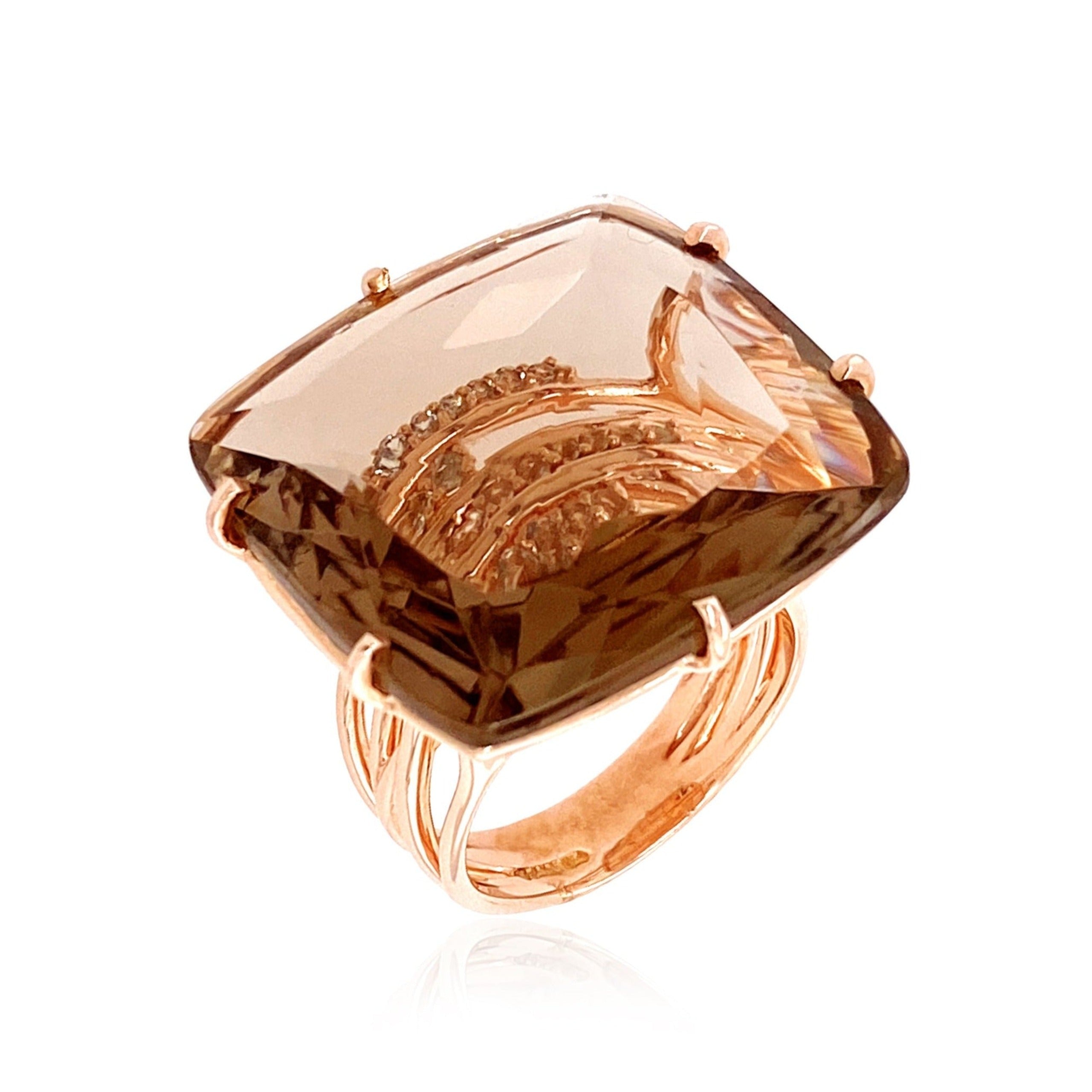 TRANSPARENZA Ring (1052) - Smoky Quartz / RG