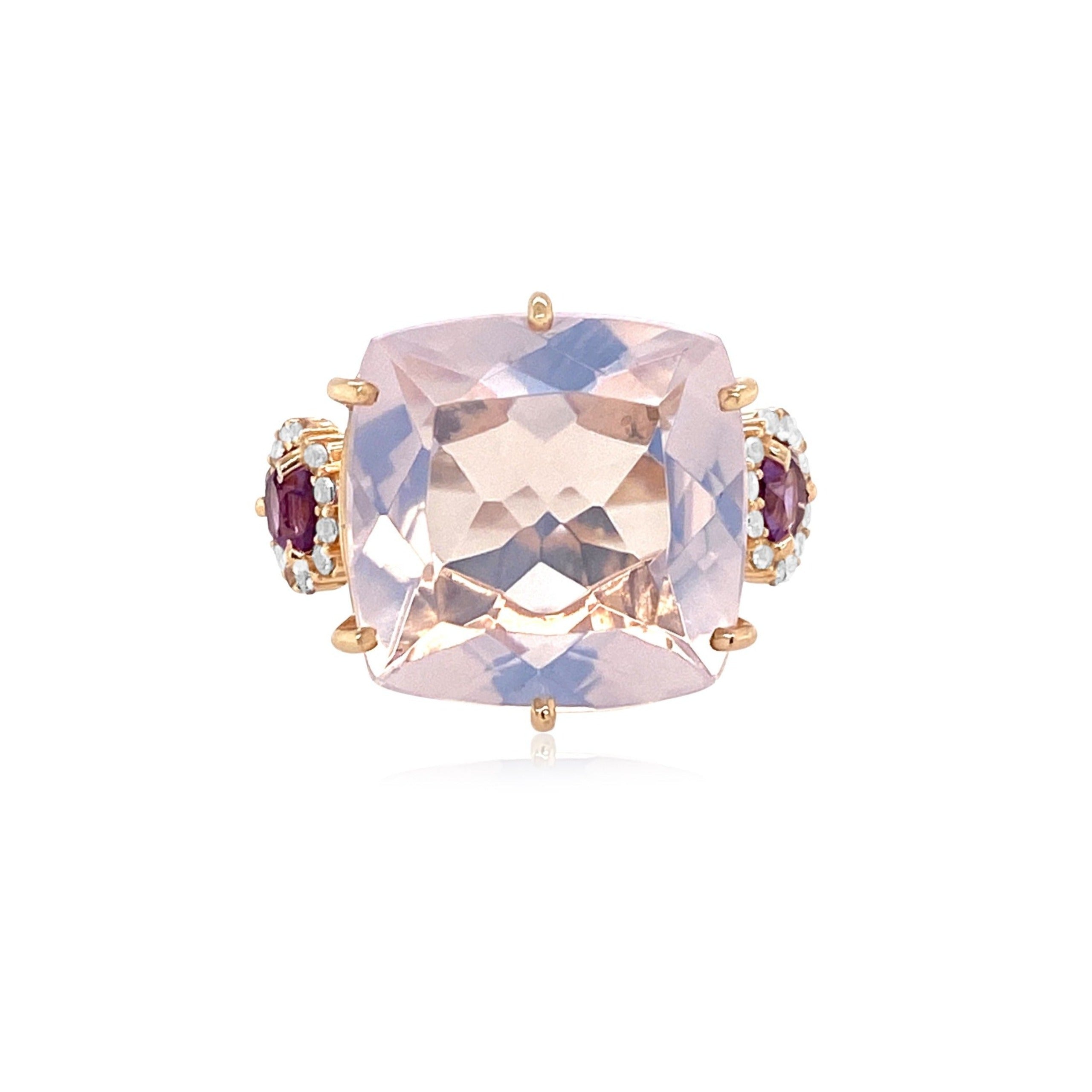 DEUX Ring (1145) - Lilac Opal Amethyst, Pink Amethyst / RG