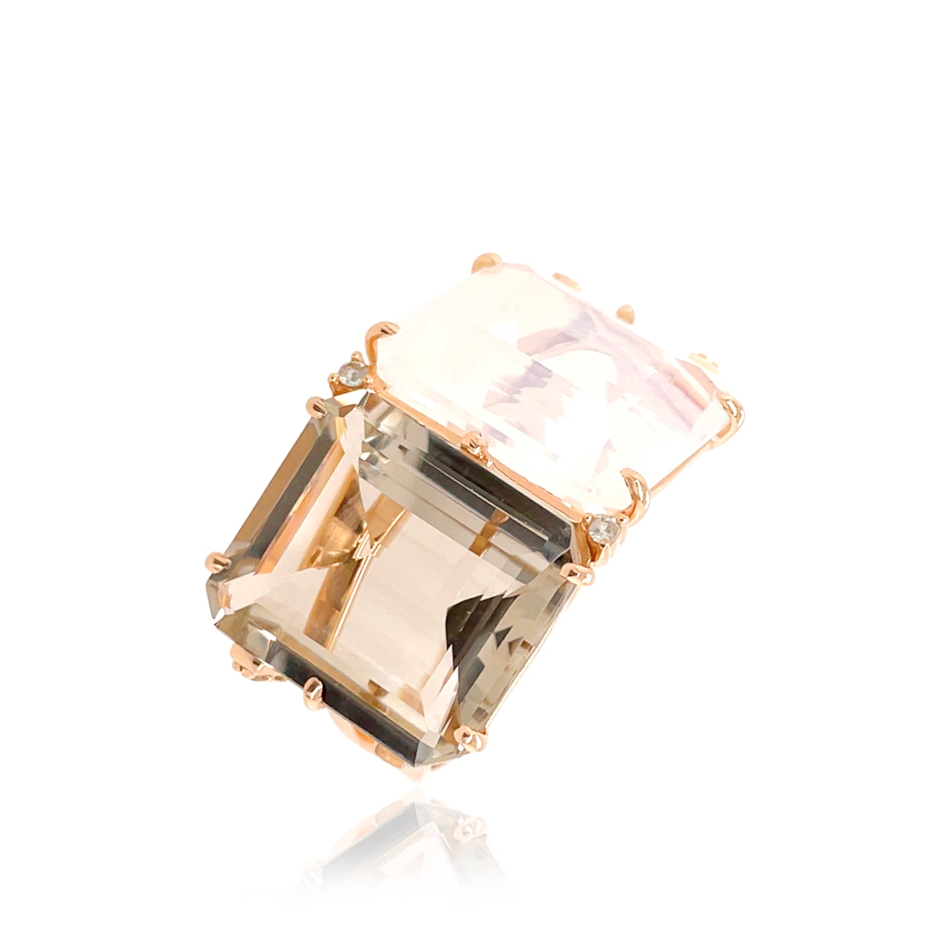 COLUNA Ring (1156) - Smoky Quartz, Opal Quartz / RG