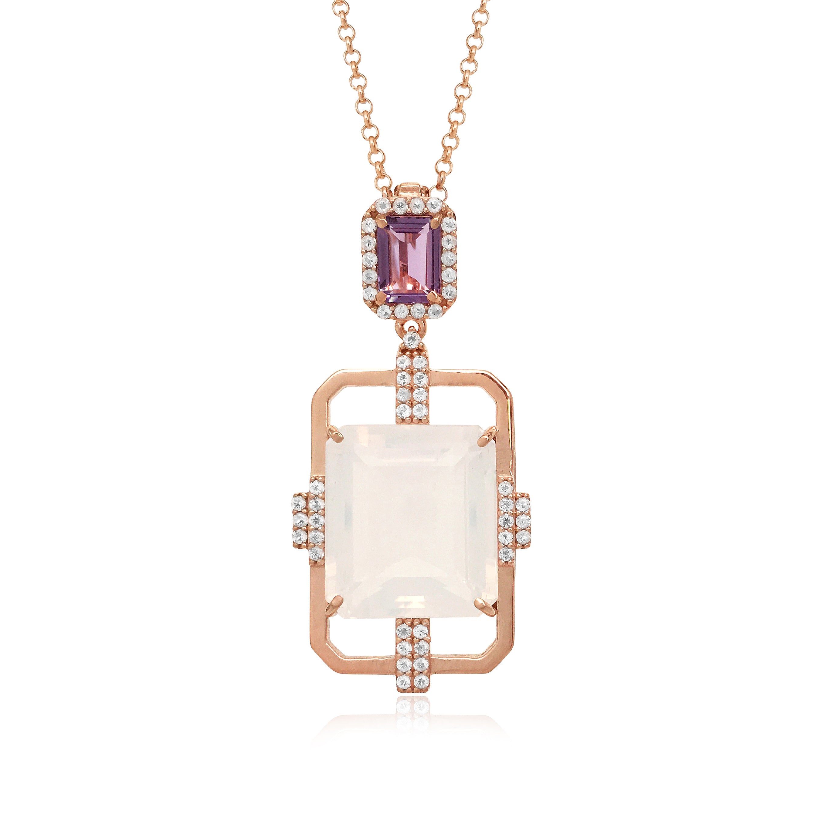 ECLECTIC Necklace (1247) - Amethyst, Opal Quartz / RG