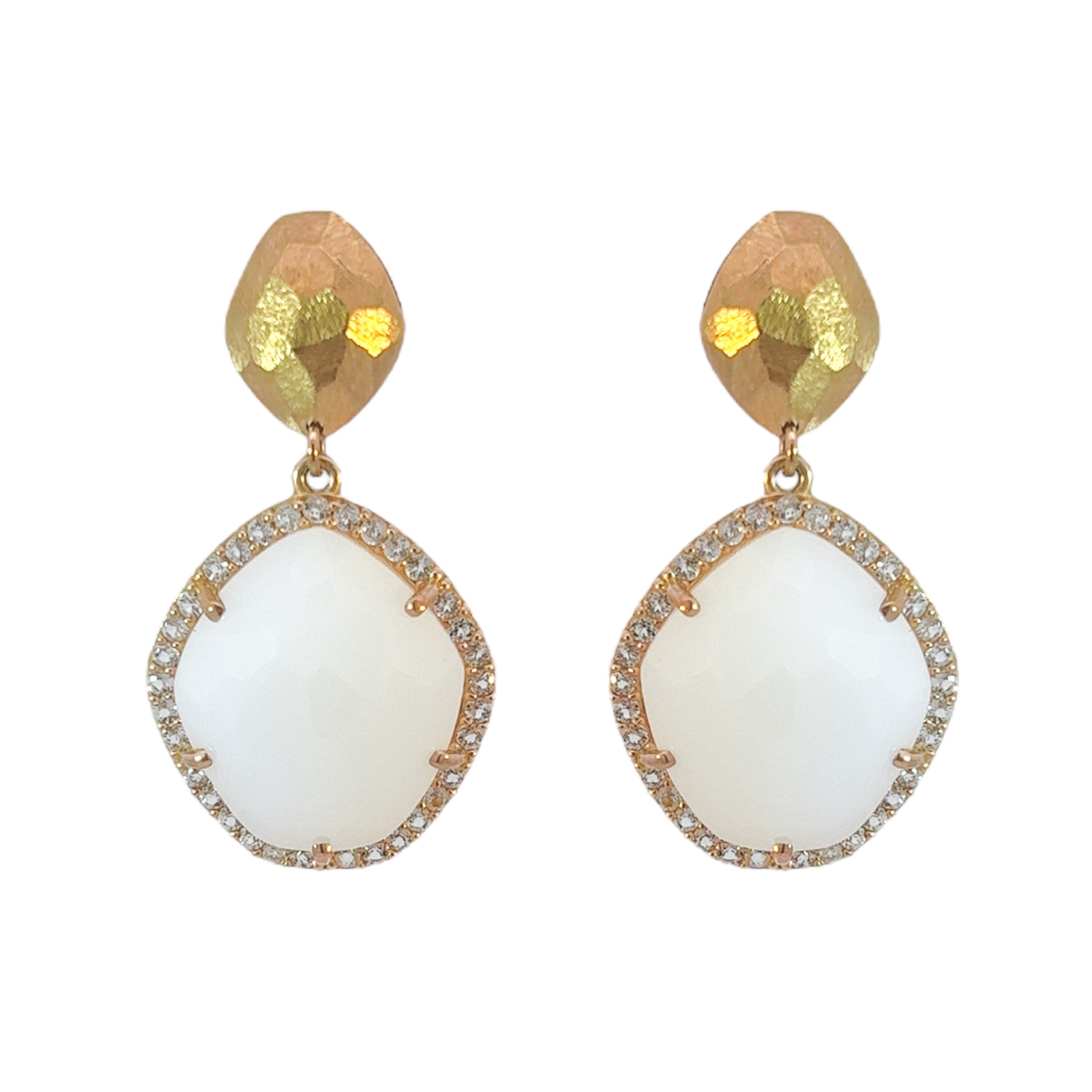 PANORAMA Earrings (1260) - White Opal Quartz /  RG