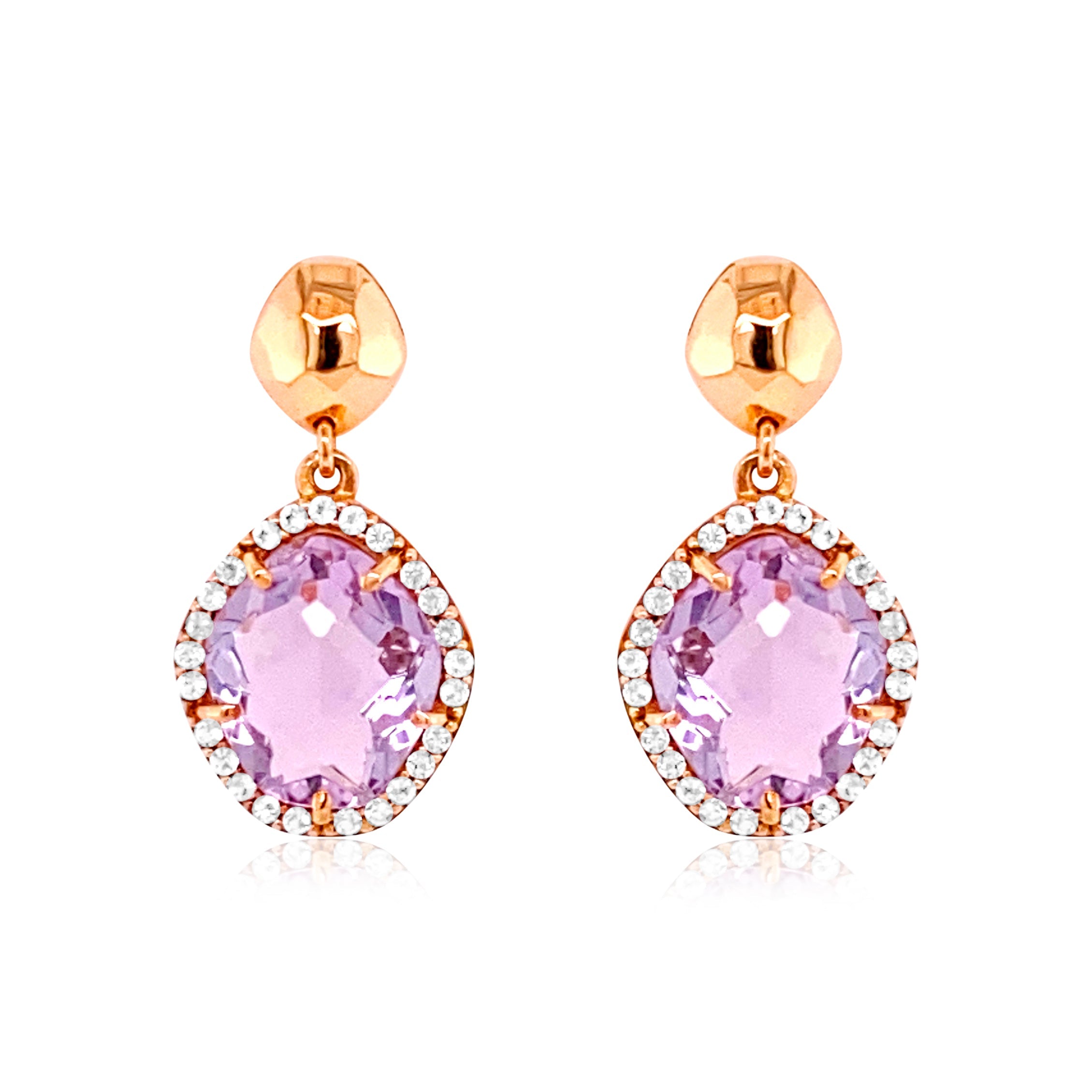 PANORAMA Earrings (1260) - Pink Amethyst / RG