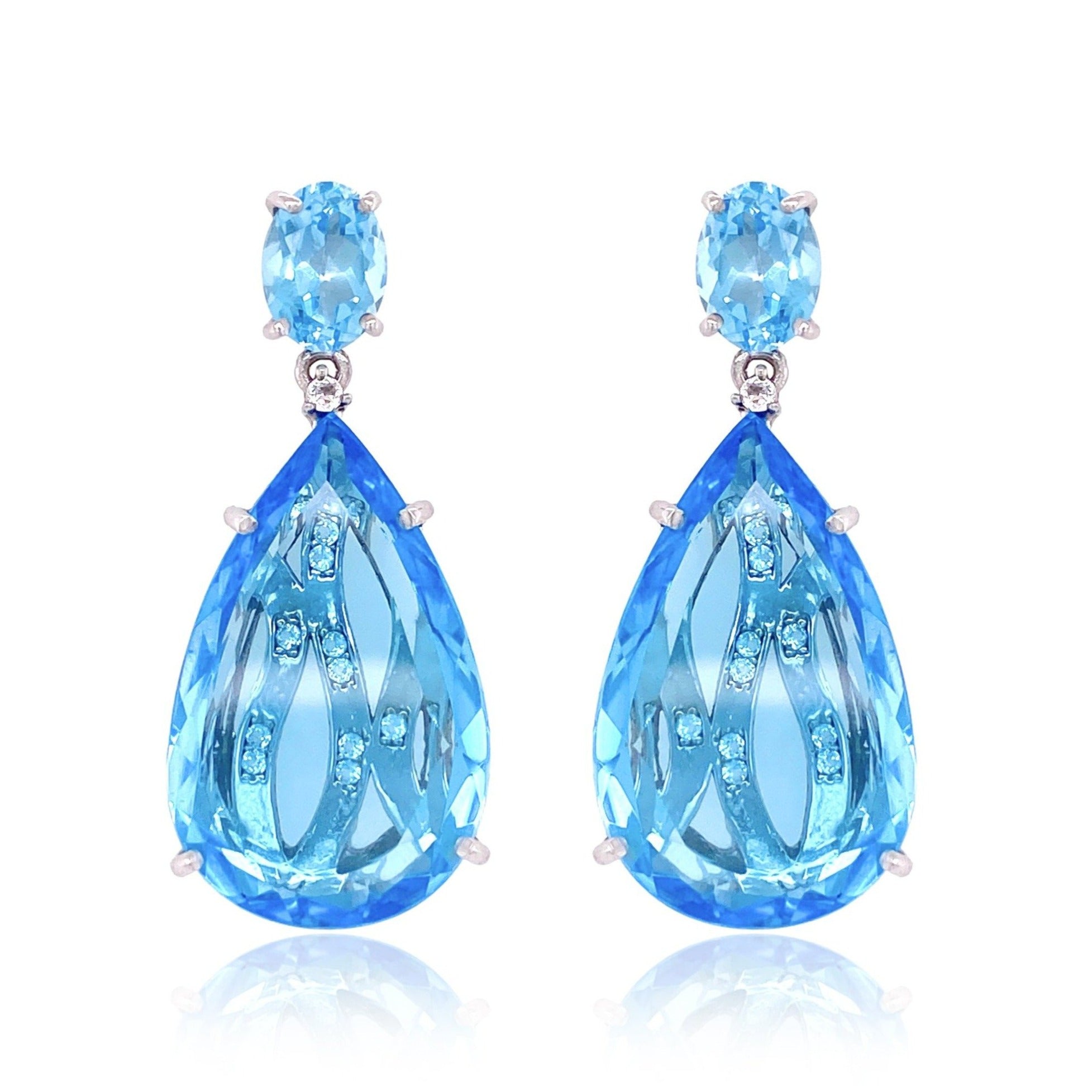 TRANSPARENZA Earrings (0777) - Blue Topaz / SS