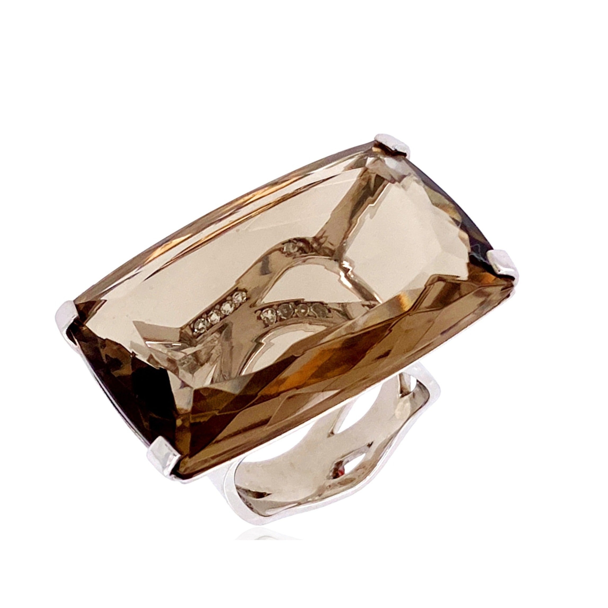 TRANSPARENZA Ring (0777) - Smoky Quartz / SS