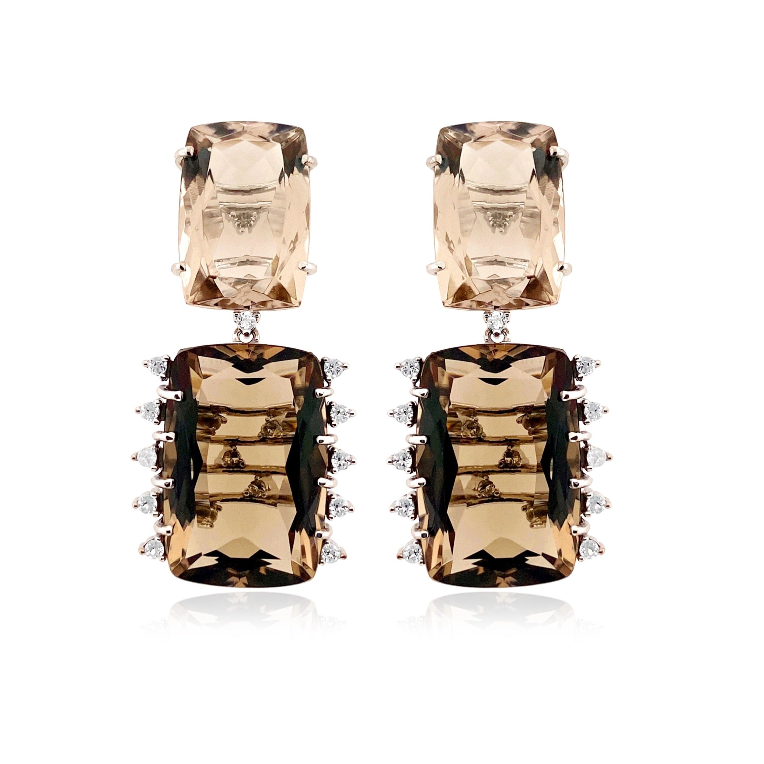 TRANSPARENZA Earrings (0802) - Smoky Quartz / SS