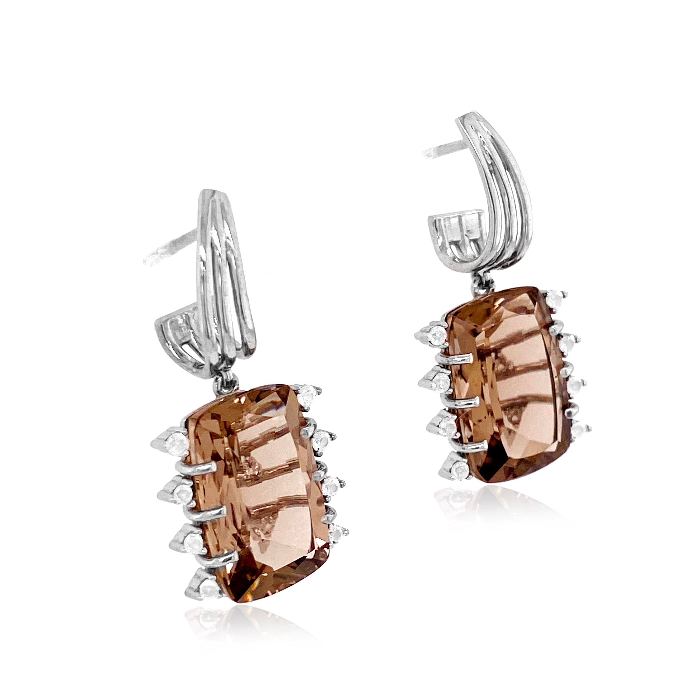 TRANSPARENZA Earrings (0802) - Smoky Quartz / SS