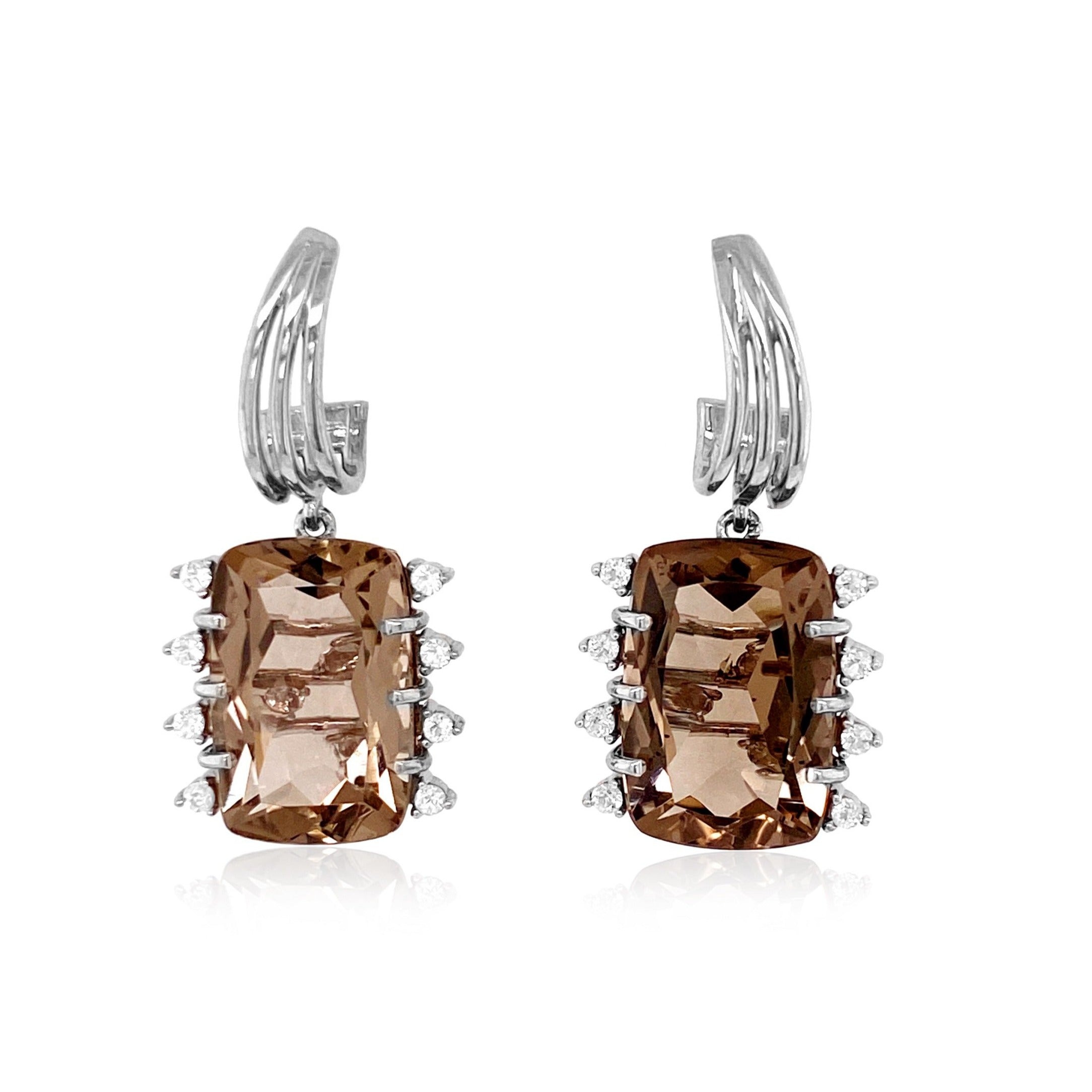 TRANSPARENZA Earrings (0802) - Smoky Quartz / SS